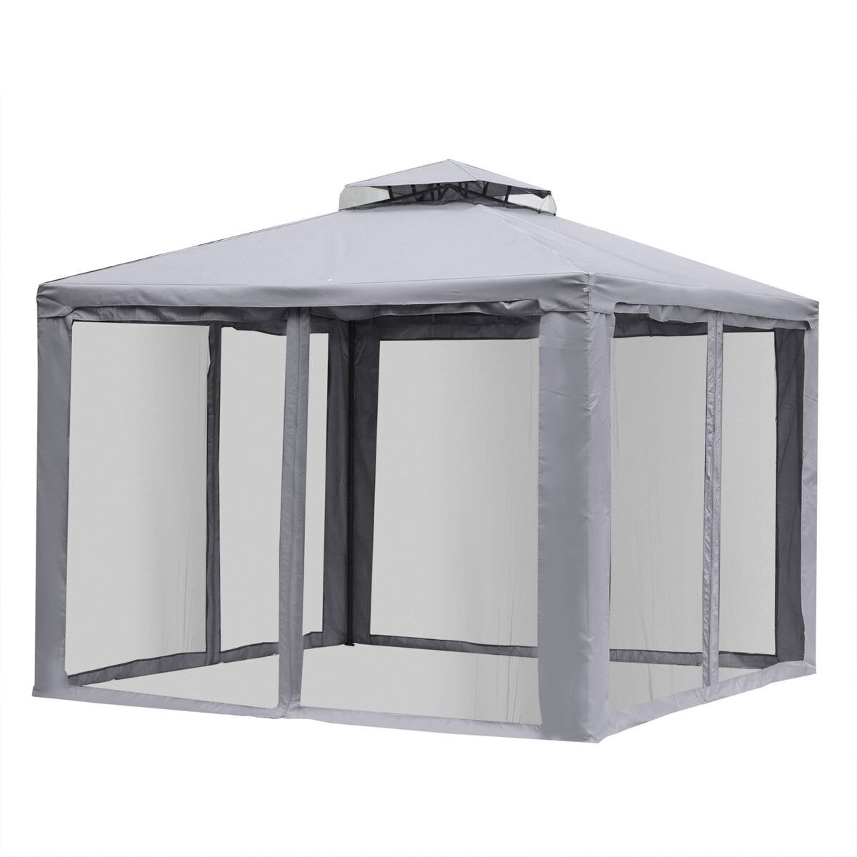 Outsunny Pavillon hellgrau Metall B/H/L: ca. 294x265x294 cm