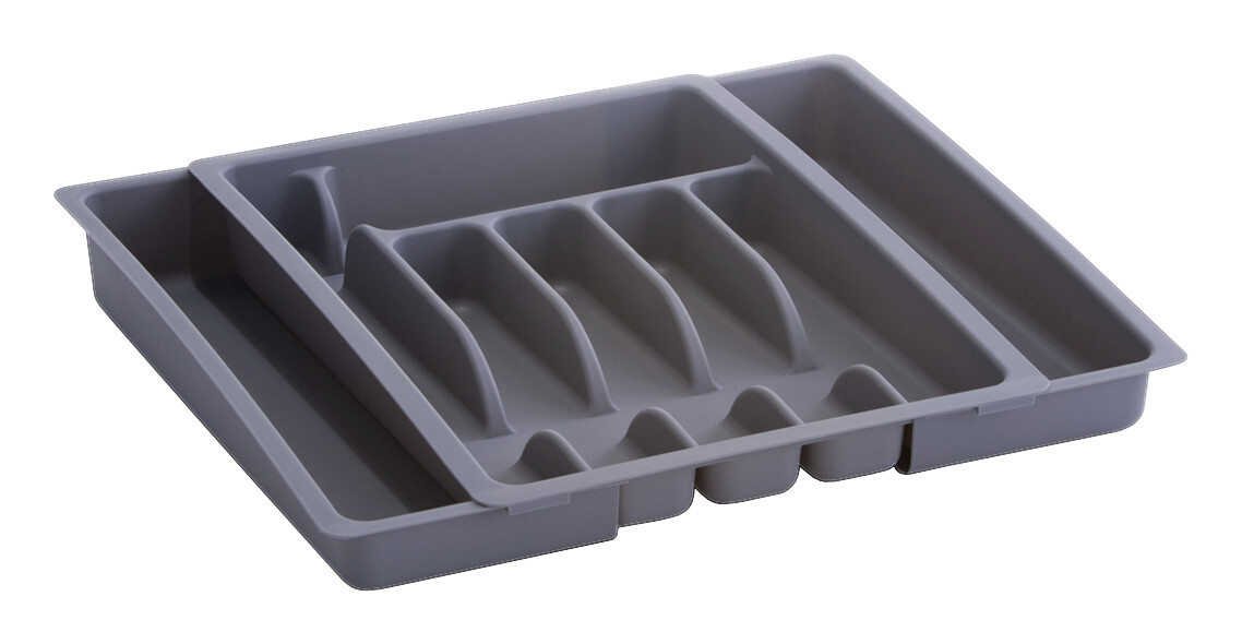 Zeller Besteckkasten ausziehbar grau B/H/L: ca. 38x7x48 cm