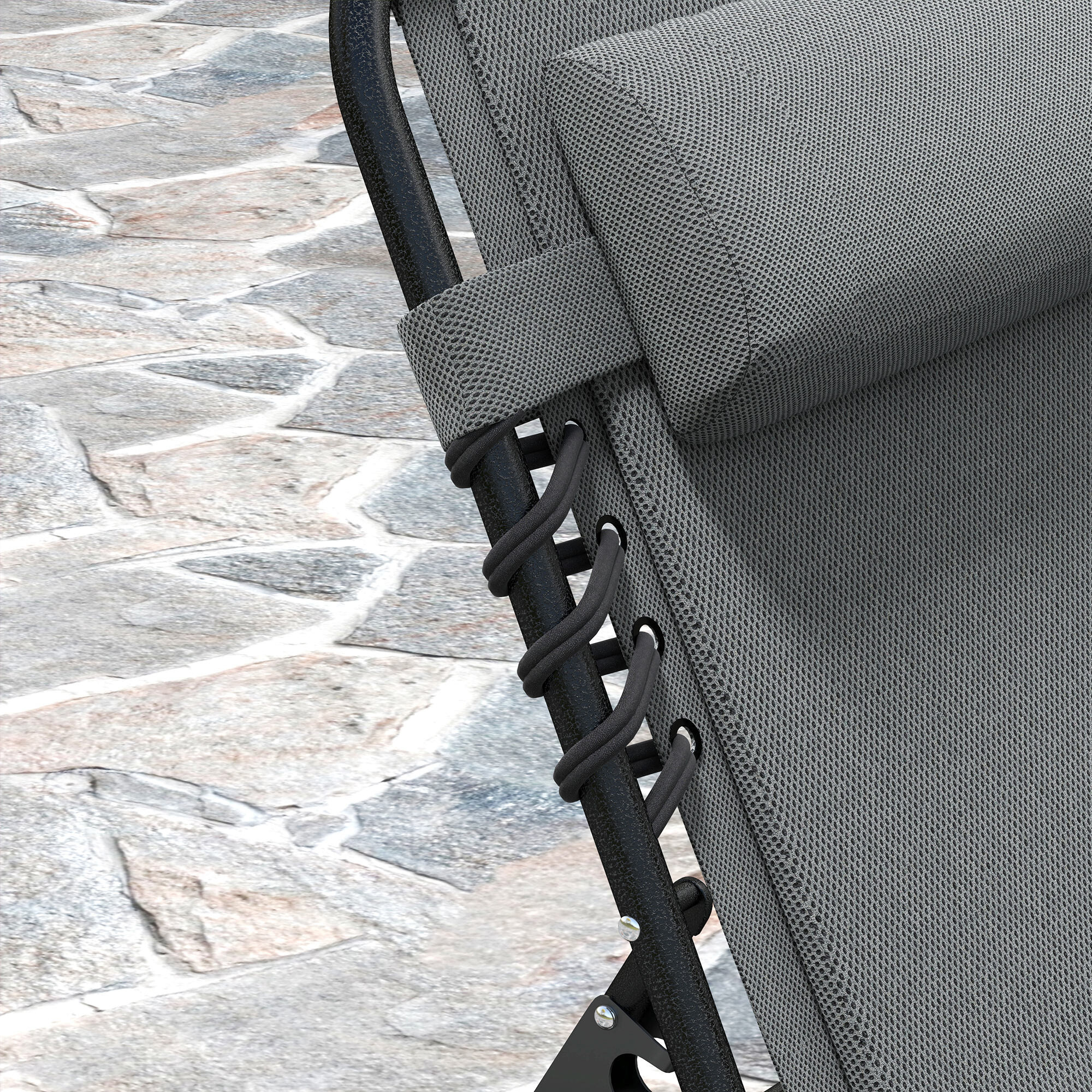 Outsunny Sonnenliege dunkelgrau Stahl B/H/L: ca. 68x36x189 cm