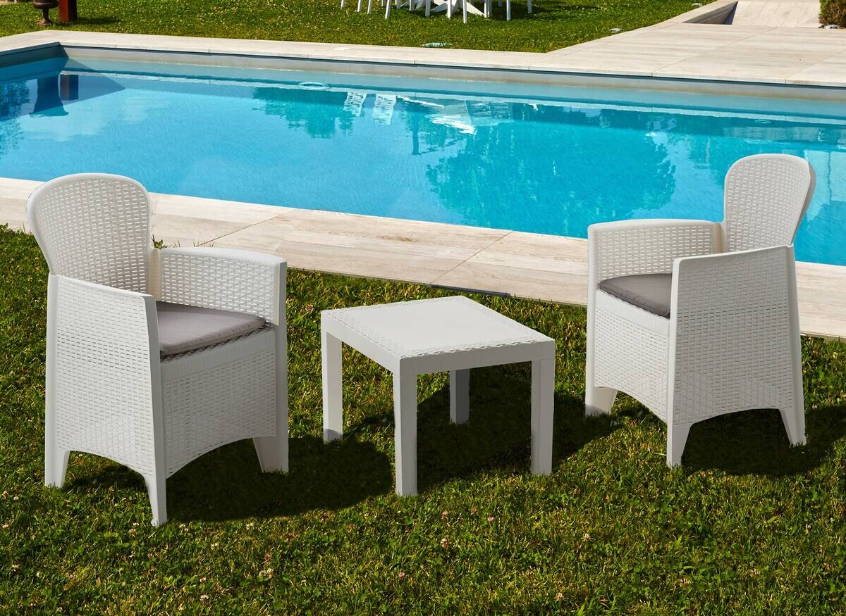 ProGarden Balkonset Akita weiß Kunststoff B/H/L: ca. 47x40x60 cm