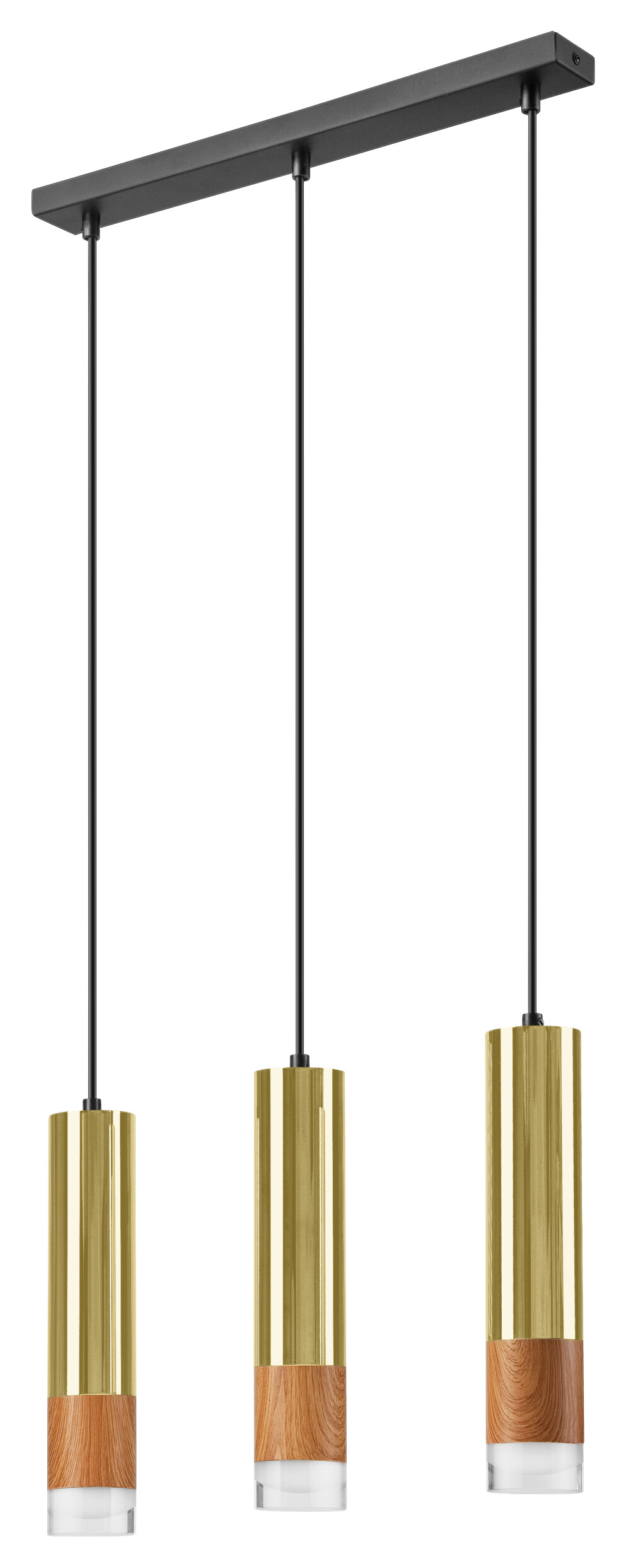 Lamkur Pendelleuchte gold Stahl Glas B/H/L: ca. 8x95x45 cm GU10 3 Brennstellen