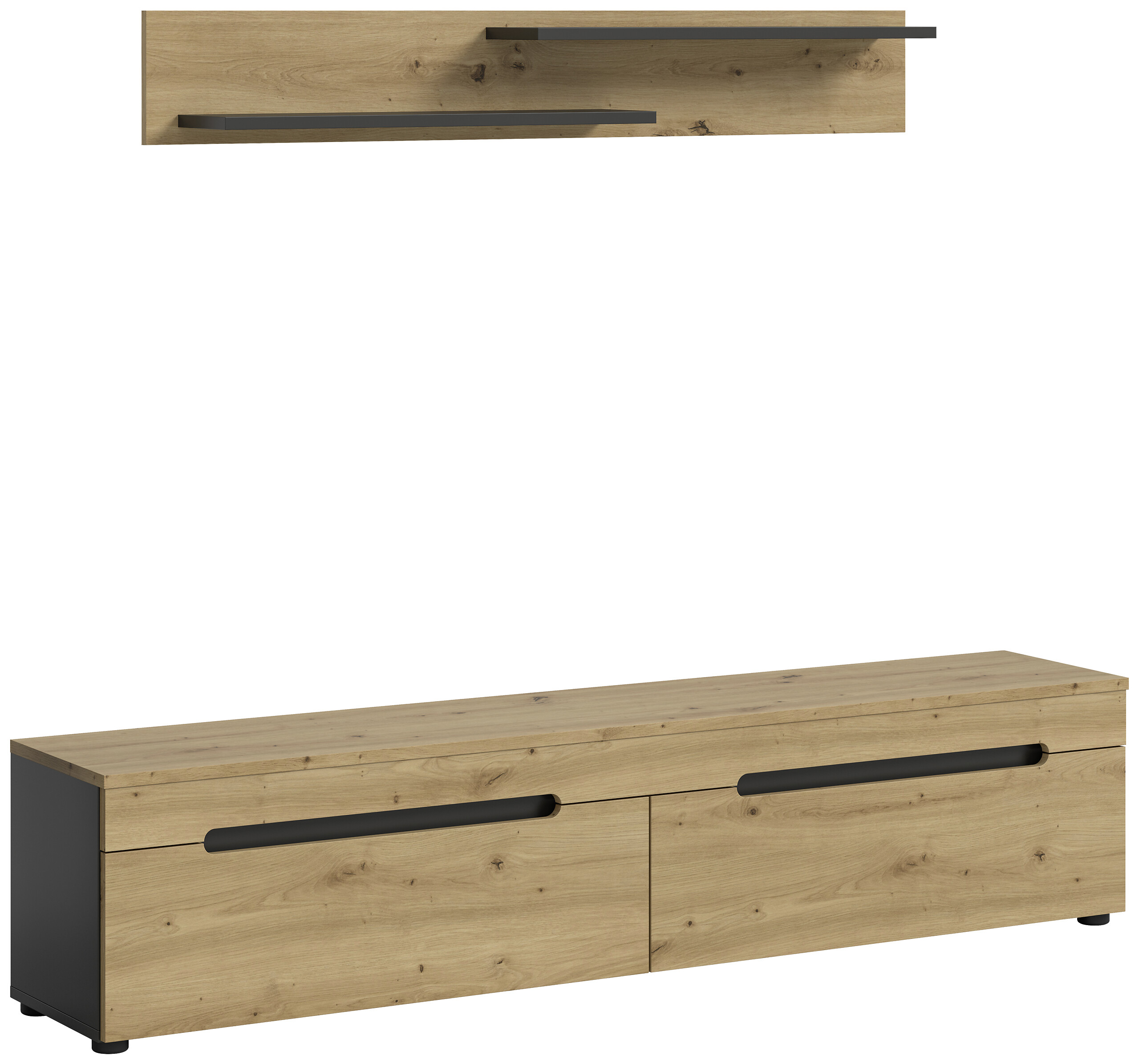 TV-Kommode Canu basaltgrau Nachbildung Artisan Oak Nachbildung B/H/T: ca. 170x38x33 cm TV-Kommode Canu basaltgrau Nachbildung Artisan Oak Nachbildung B/H/T: ca. 170x38x33 cm