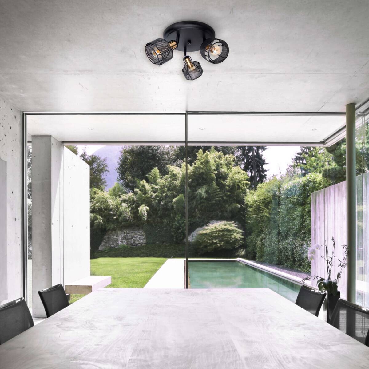 Näve Leuchten Spotleuchte 1387522 schwarz Metall B/H/T: ca. 41x12,5x41 cm E14 3 Brennstellen