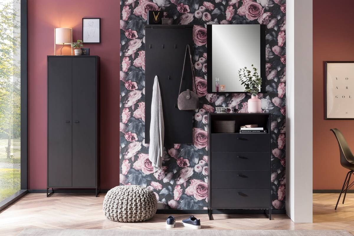 Schuhschrank Janne schwarz matt B/H/T: ca. 60,2x169,7x33 cm