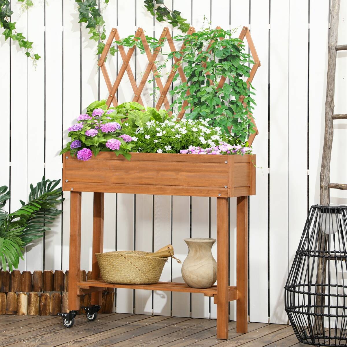 Outsunny Hochbeet braun B/H/L: ca. 29x130x79 cm