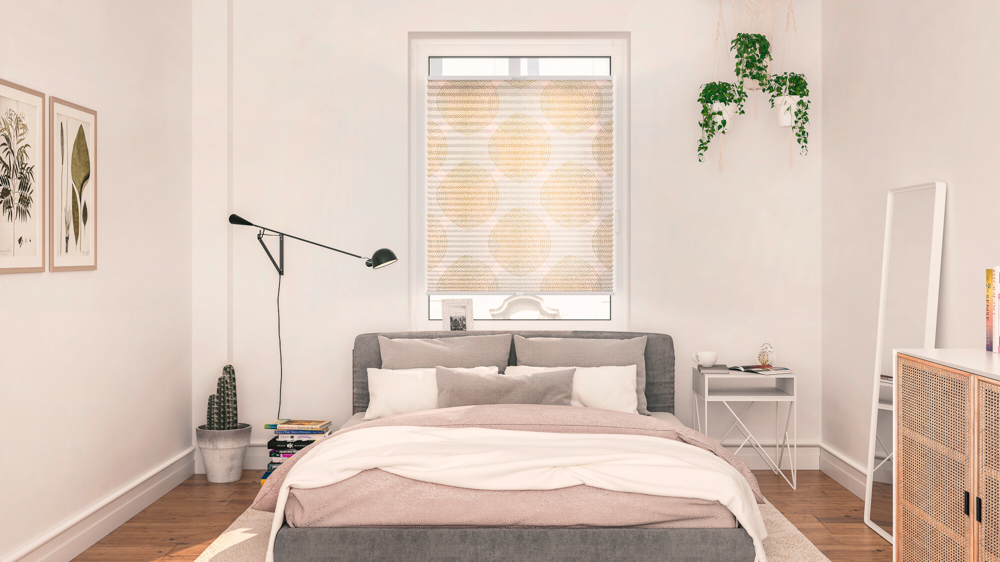 LICHTBLICK Spannplissee Stripy Boho Drop beige B/L: ca. 60x130 cm