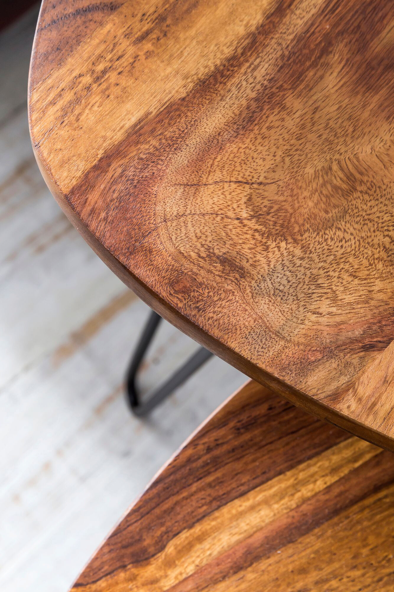 Beistelltisch 2er-Set natur schwarz Echtholz Eisen