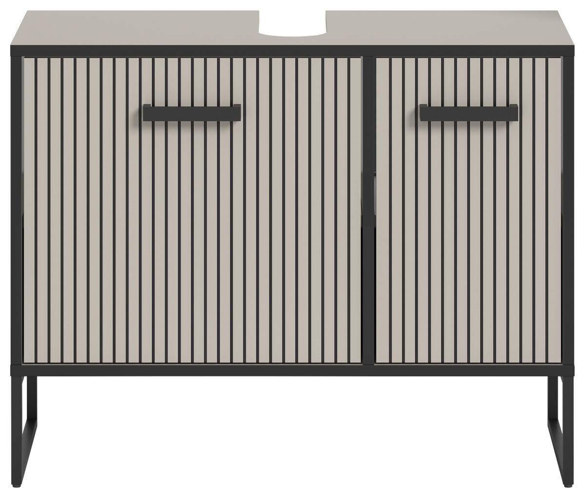 Waschbeckenunterschrank BAGNO schwarz Kaschmirgrau Nachbildung B/H/T: ca. 80x63x36 cm