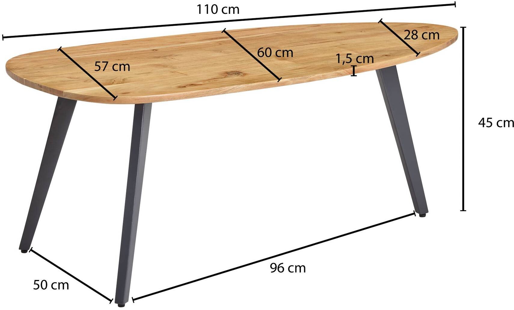 Wohnling Couchtisch braun B/H/T: ca. 60x45x110 cm