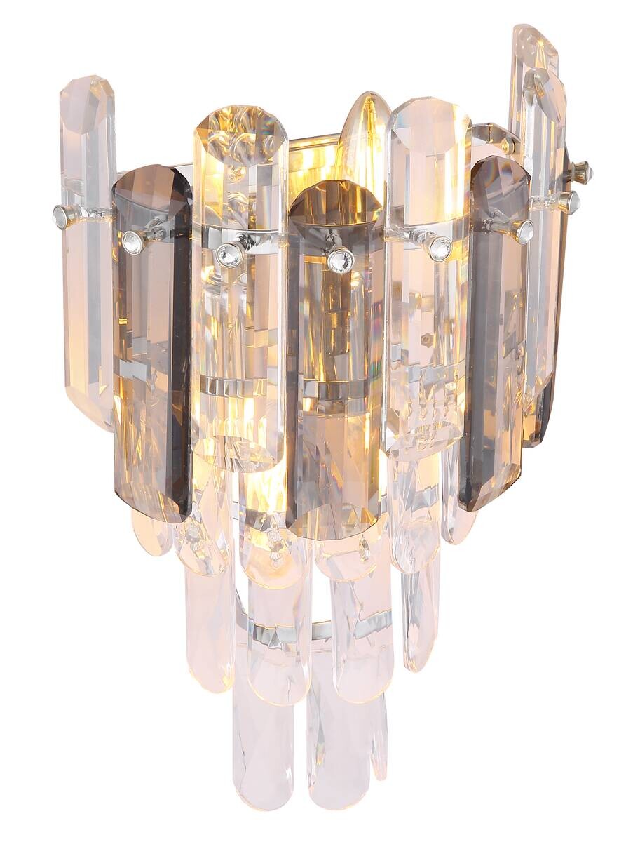 GLOBO Wandleuchte Chrom klar Metall Acryl B/H: ca. 24x34 cm E14 2 Brennstellen