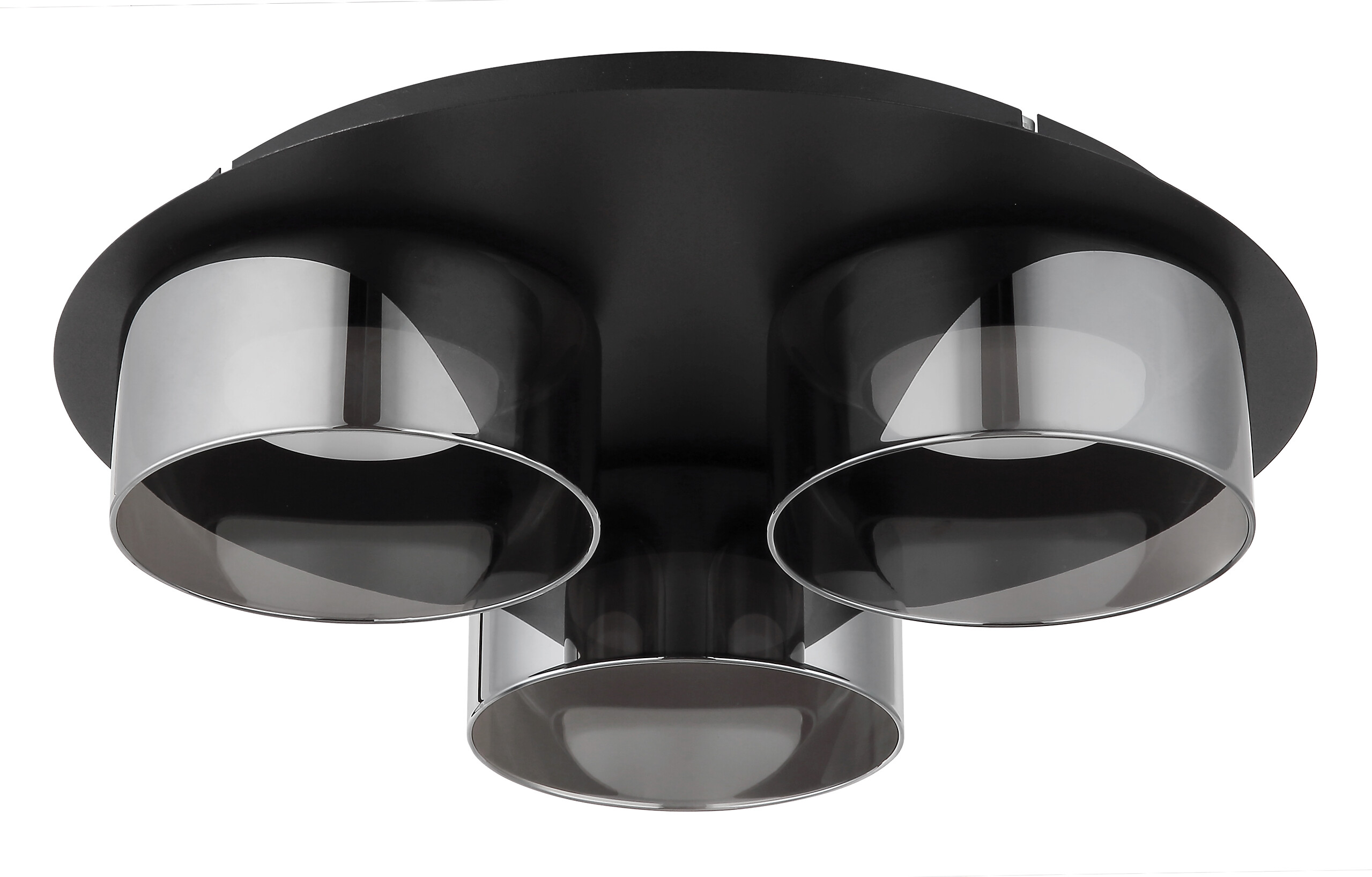 GLOBO Deckenleuchte schwarz Rauch Glas Metall Aluminium H/D: ca. 9x35 cm 3 Brennstellen