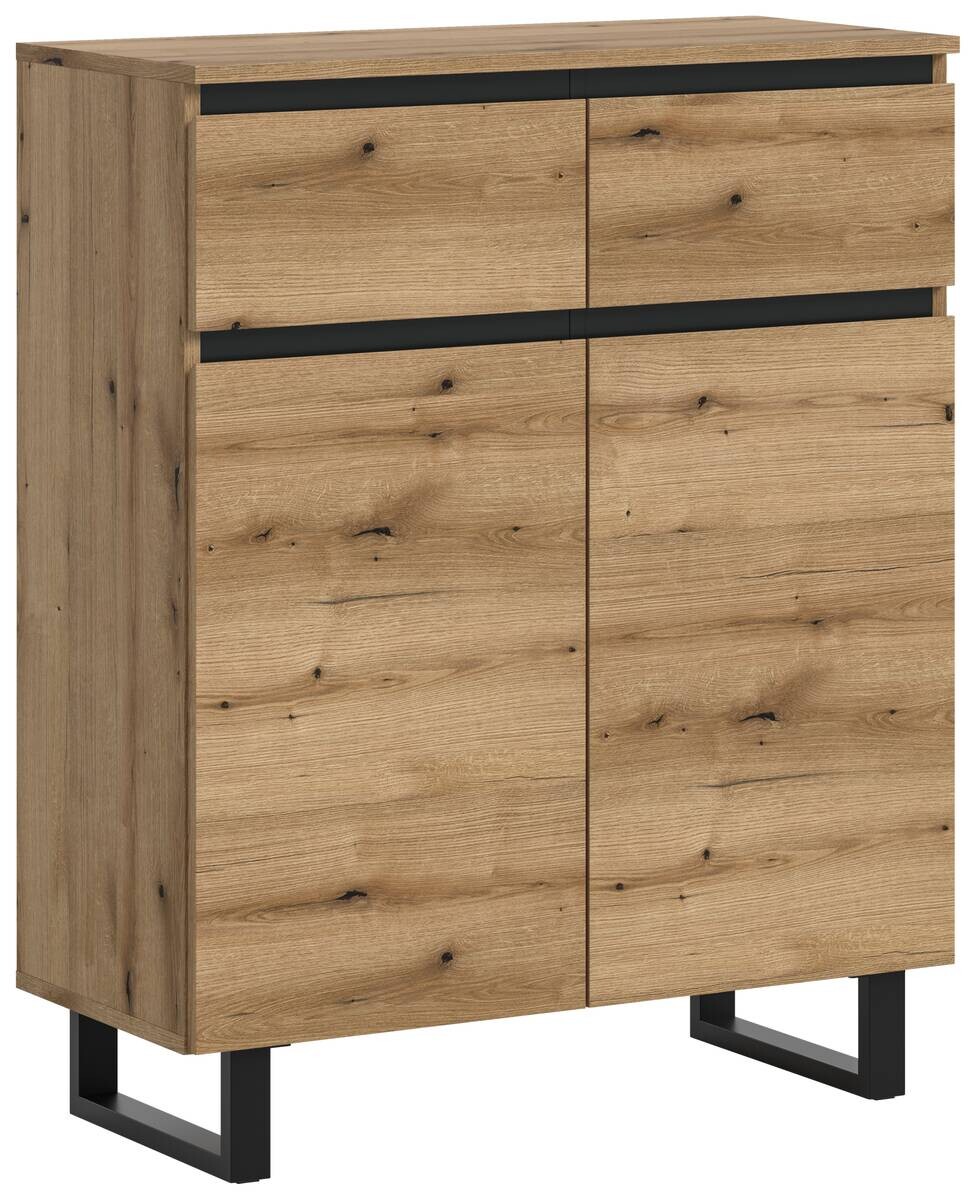 Kommode Tomasa Evoke Oak Nachbildung schwarz B/H/T: ca. 80x99x36 cm