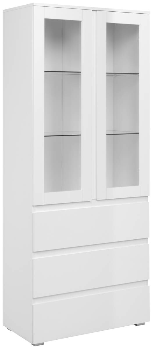 Vitrine Capetown weiß weiß glänzend B/H/T: ca. 80x191x40 cm