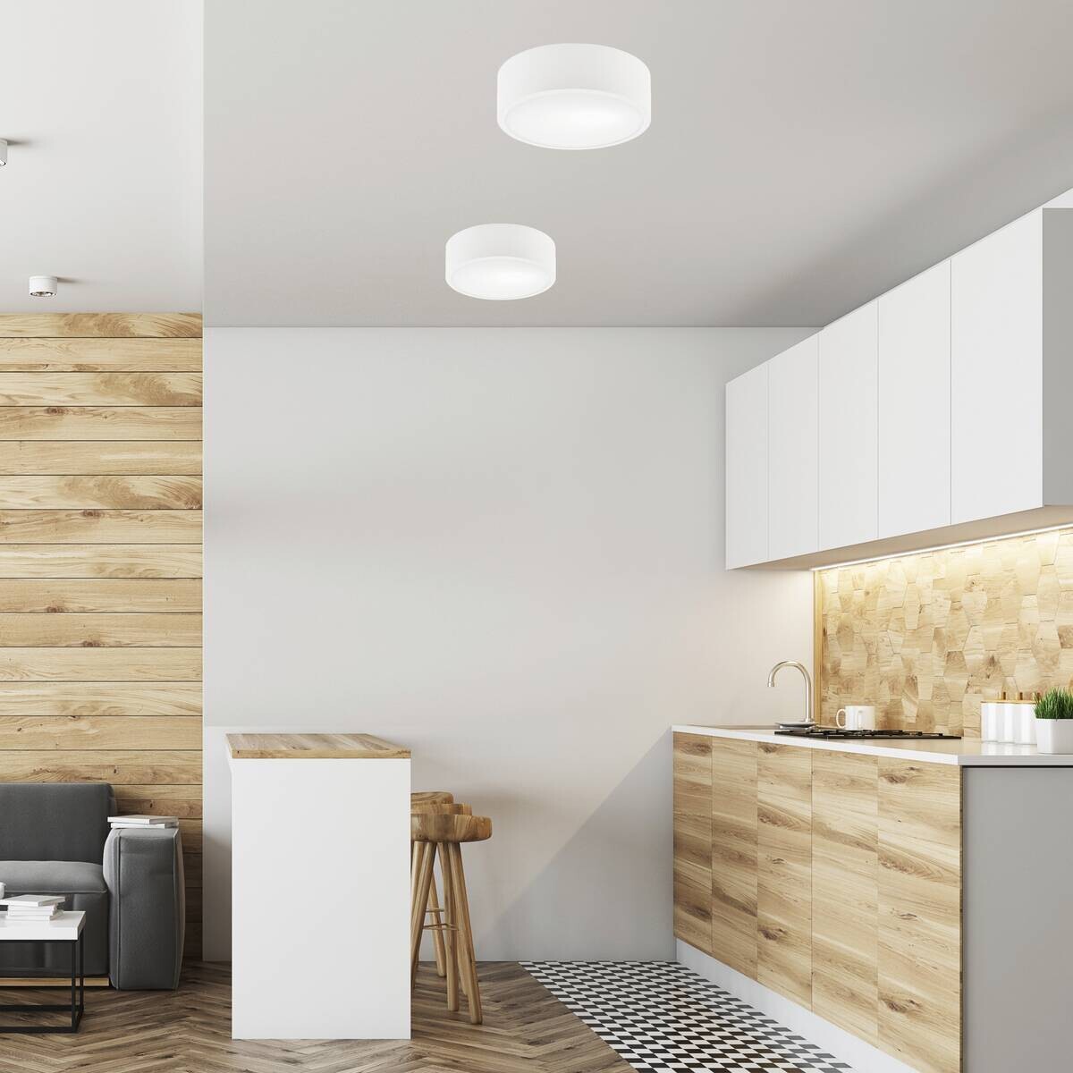 Lamkur Deckenleuchte Dankte weiß Glas Stahl H/L: ca. 8x26 cm E27 1 Brennstellen