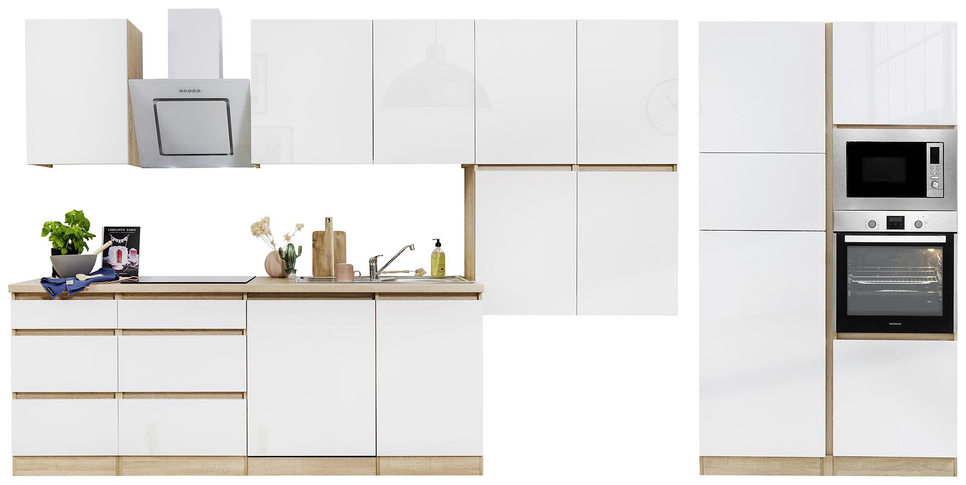 Respekta Küchenblock Premium weiß hochglänzend B/H/T: ca. 445x220,5x60 cm