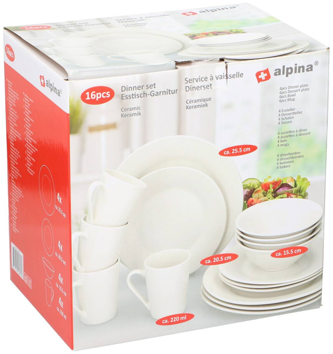 alpina Kombiservice weiß Steingut 16 tlg.