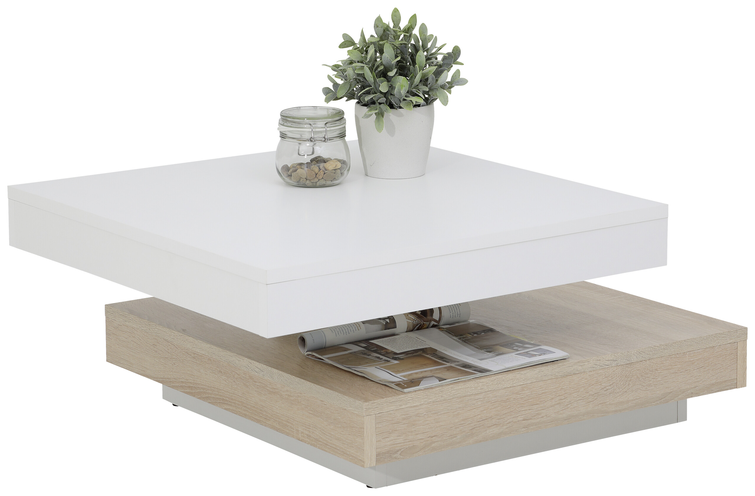 Hela Couchtisch ANDY weiß Eiche Sonoma Holzwerkstoff Holzwerkstoff B/H/T: ca. 67x35x67 cm