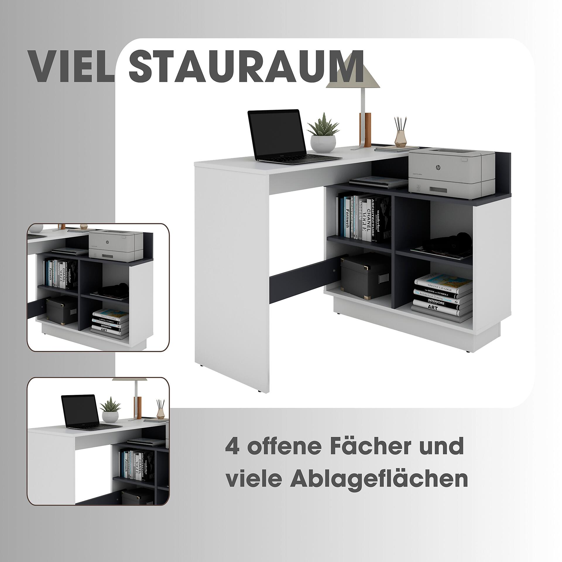 Eckschreibtisch BERNI weiß Graphit B/H/T: ca. 102x77,5x80 cm