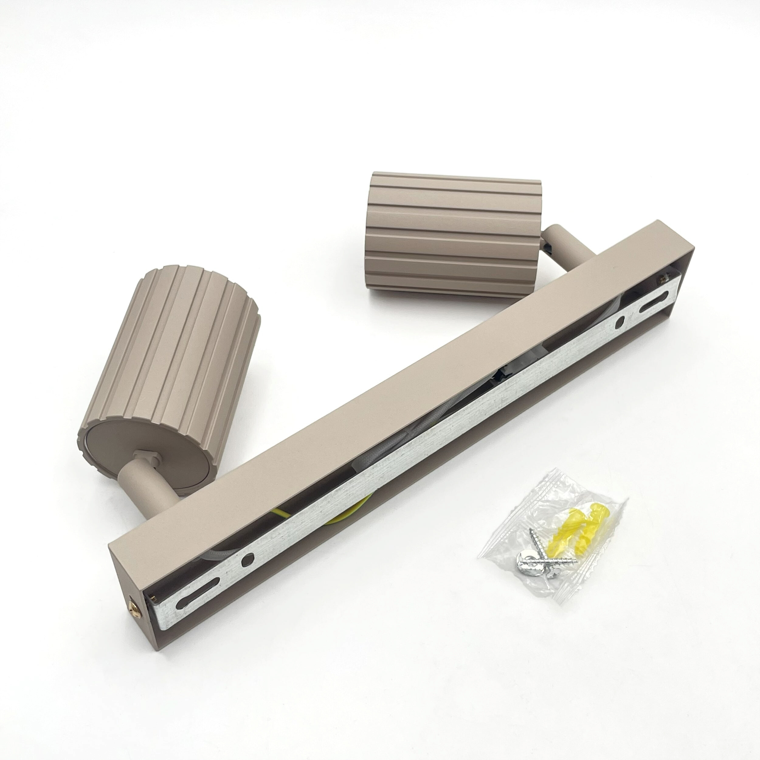 Lamkur Strahler Prisma beige Stahl B/H/L: ca. 6,5x16,5x30 cm 2 Brennstellen