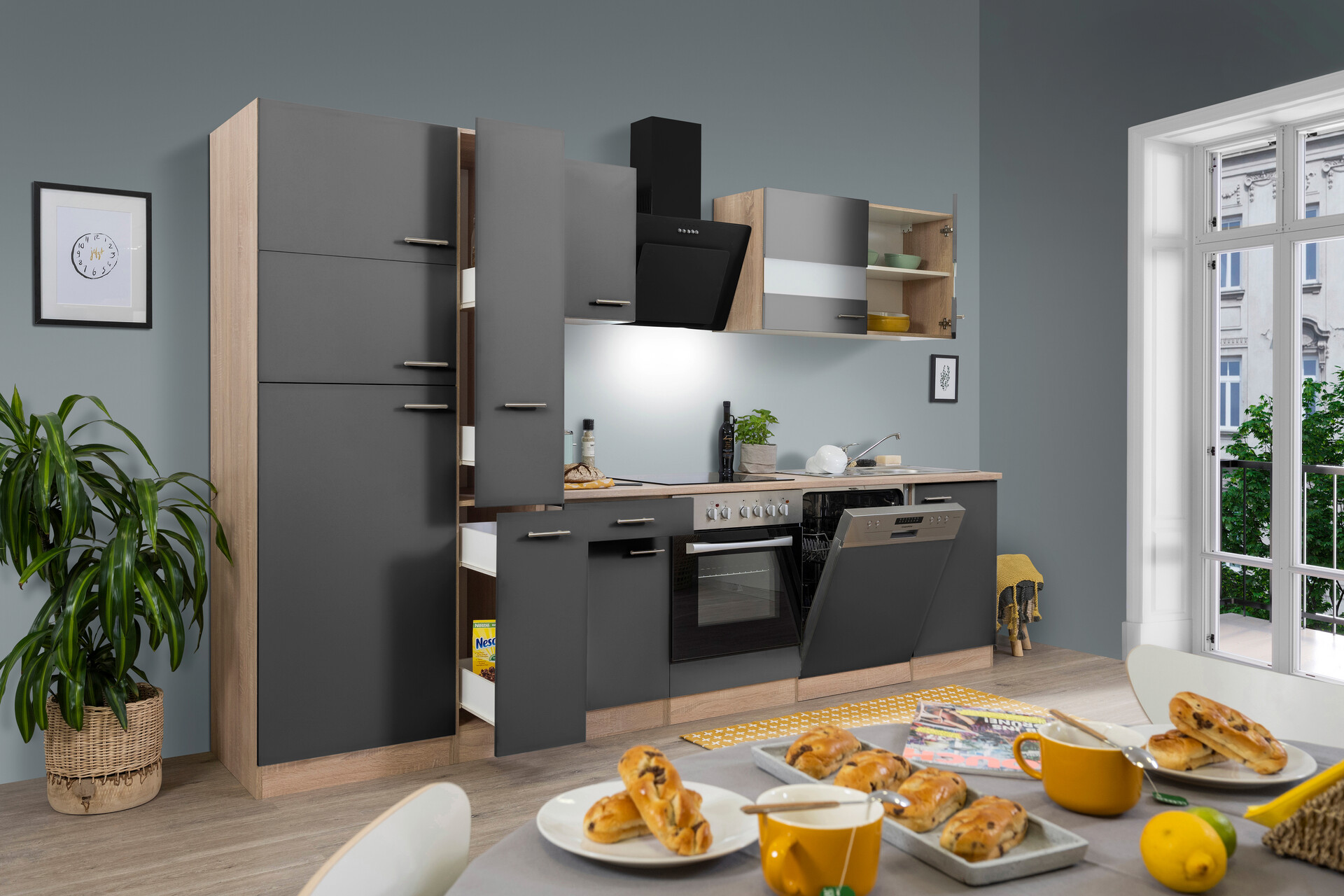 Respekta Küchenblock Economy grau B/H/T: ca. 310x200x60 cm