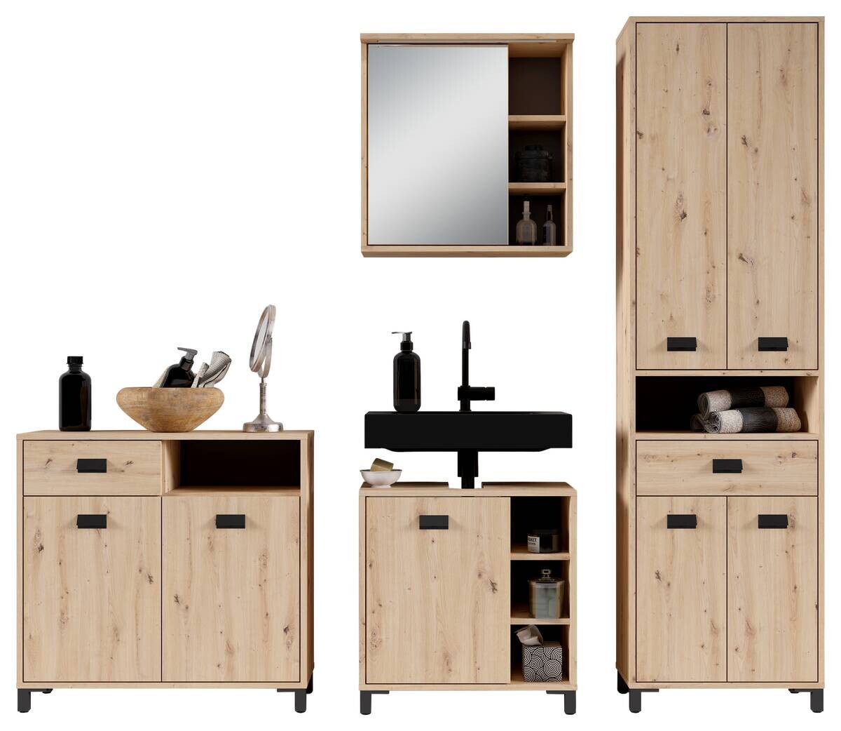 Badezimmer-Set WELLNESS, Set 4-tlg. Eiche