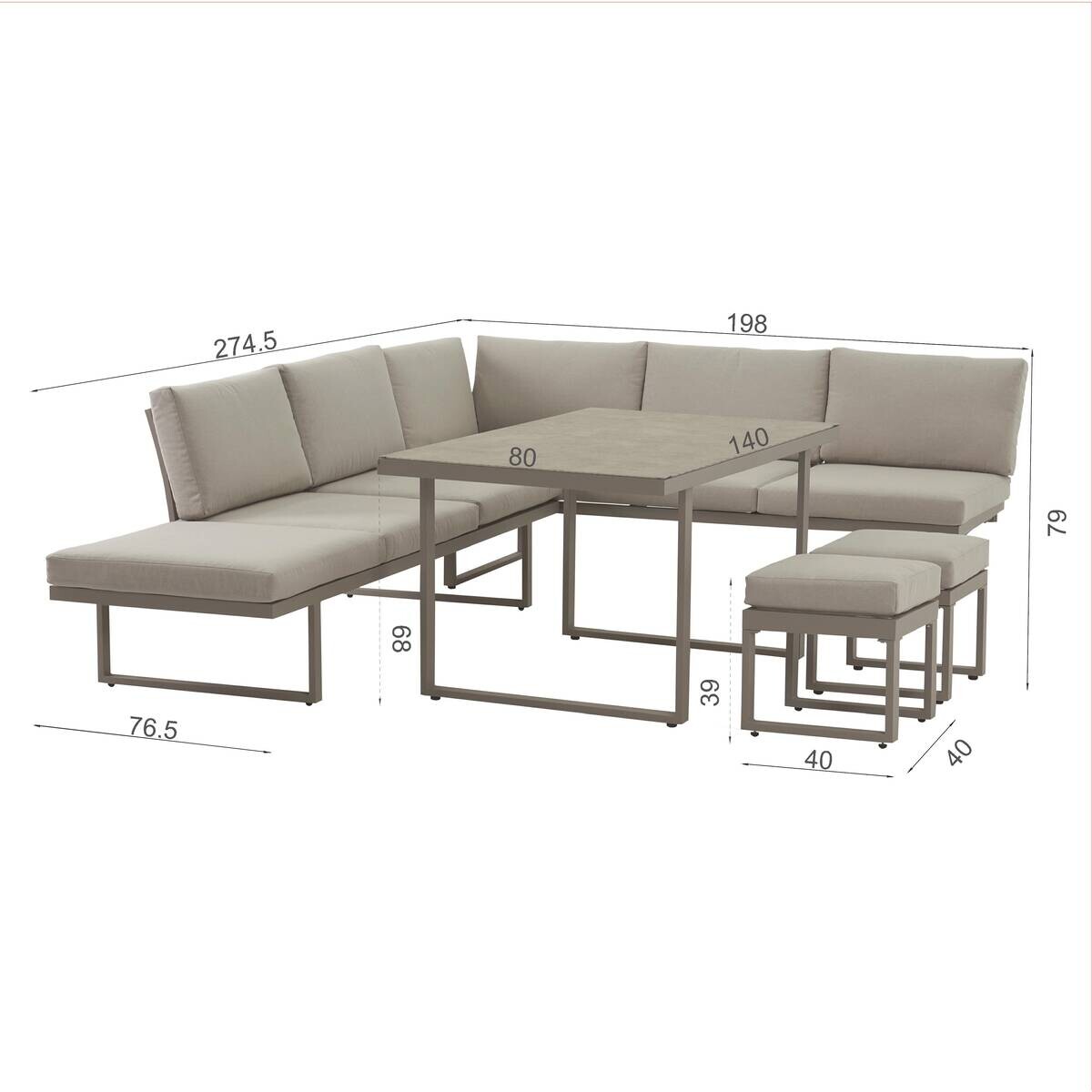 POCOline Gartensitzgruppe Tulum grau Glas