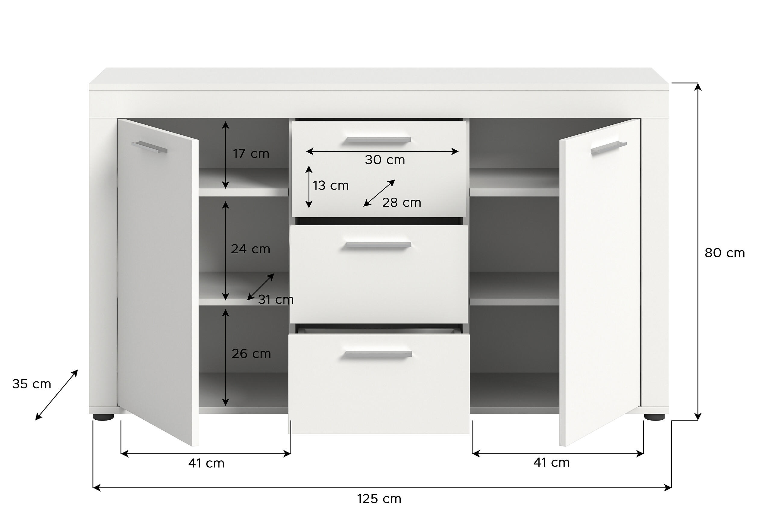 Sideboard Jam weiß B/H/T: ca. 125x80x35 cm