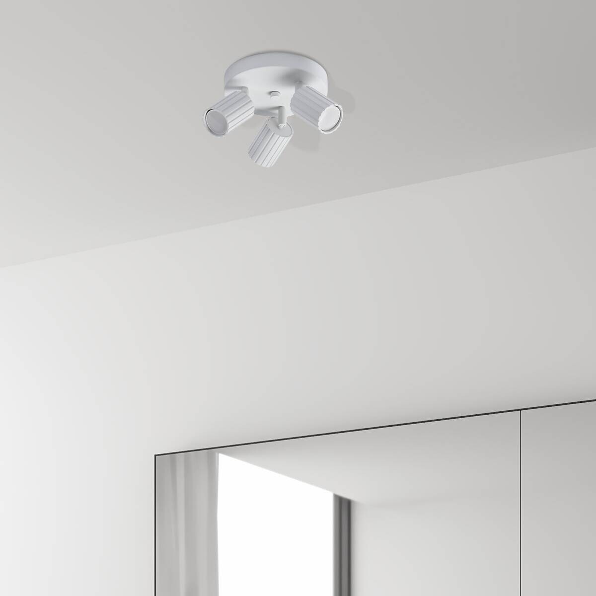 Lamkur Strahler Prisma weiß Stahl B/H/L: ca. 18x19,5x18 cm 3 Brennstellen