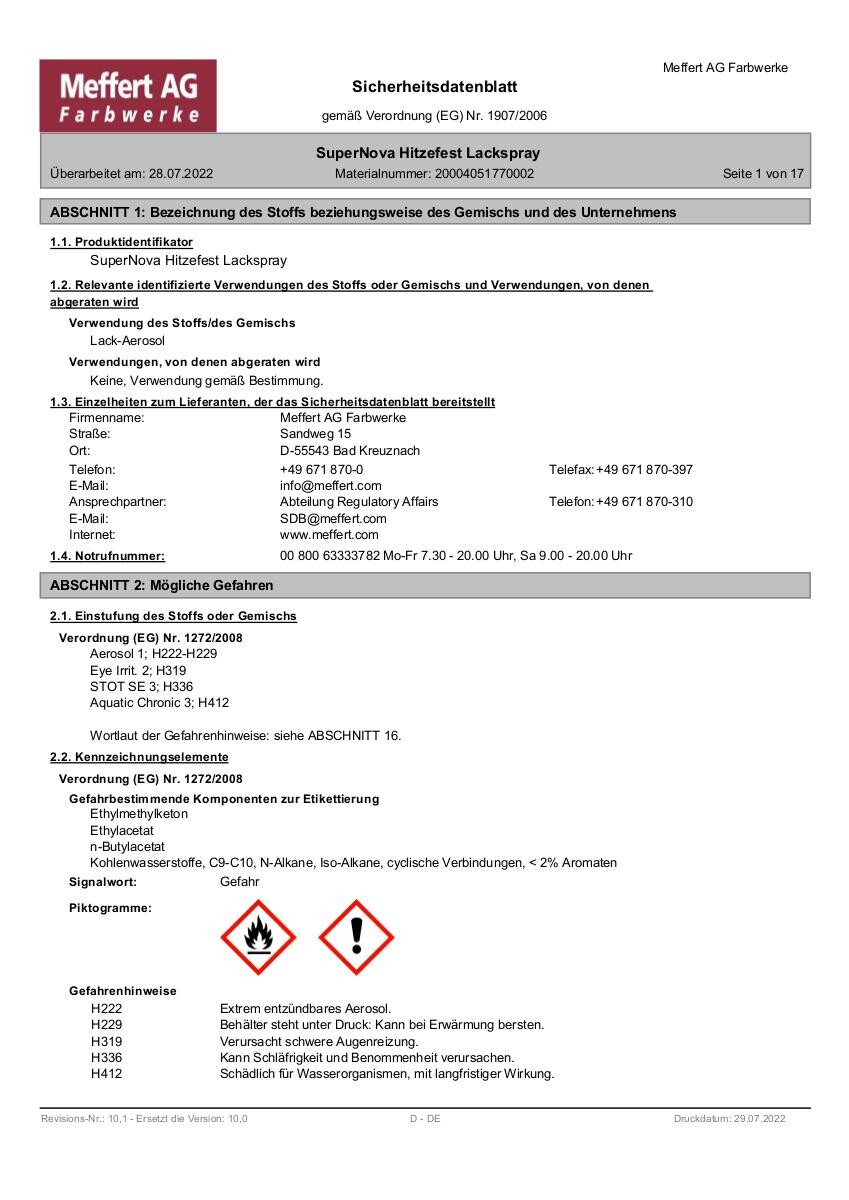 Super-Nova Lackspray Hitzefest schwarz seidenmatt ca. 0,4 l