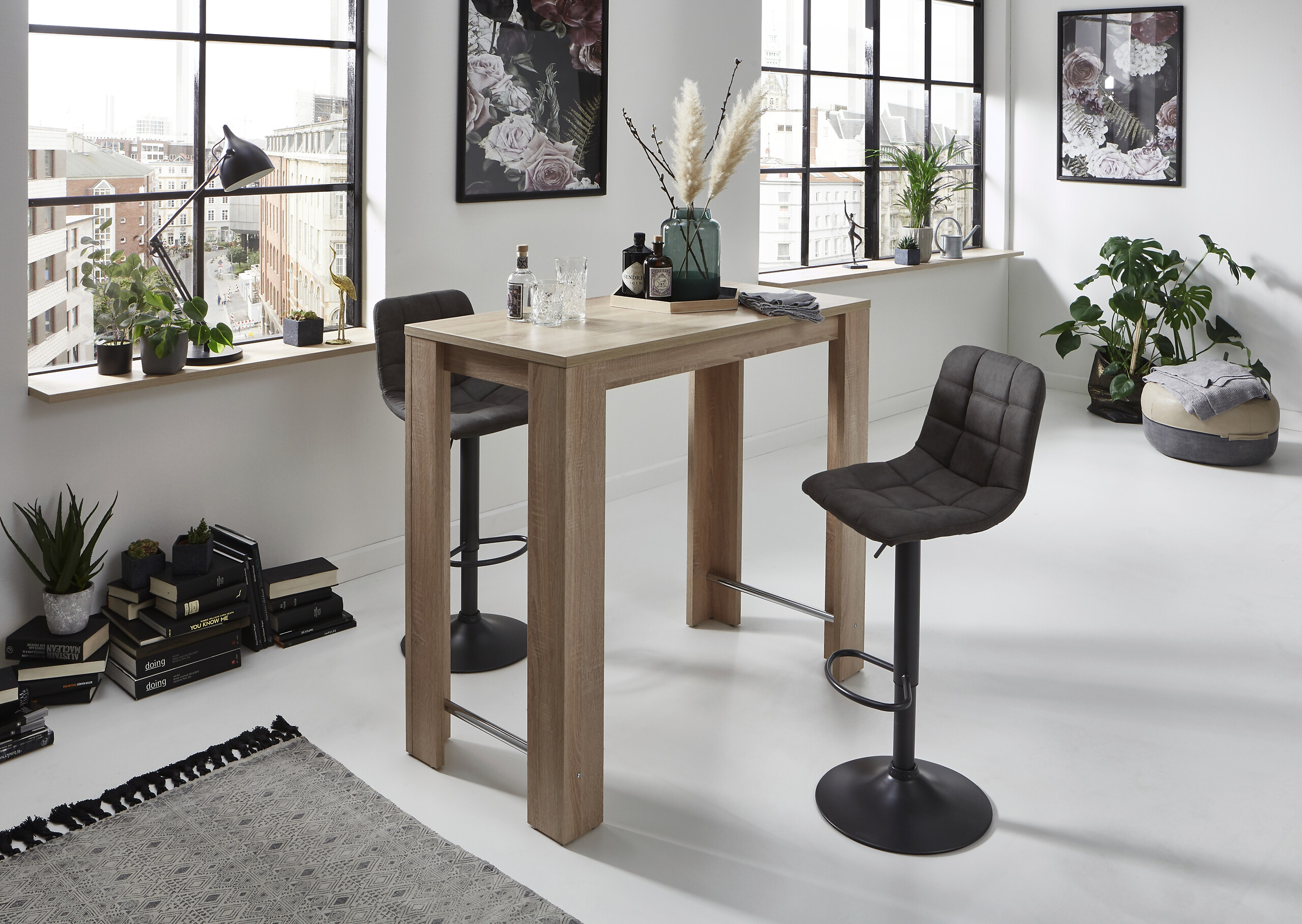 Essgruppe Yvonne Eiche anthrazit Metall B/H/T: ca. 120x108x58 cm