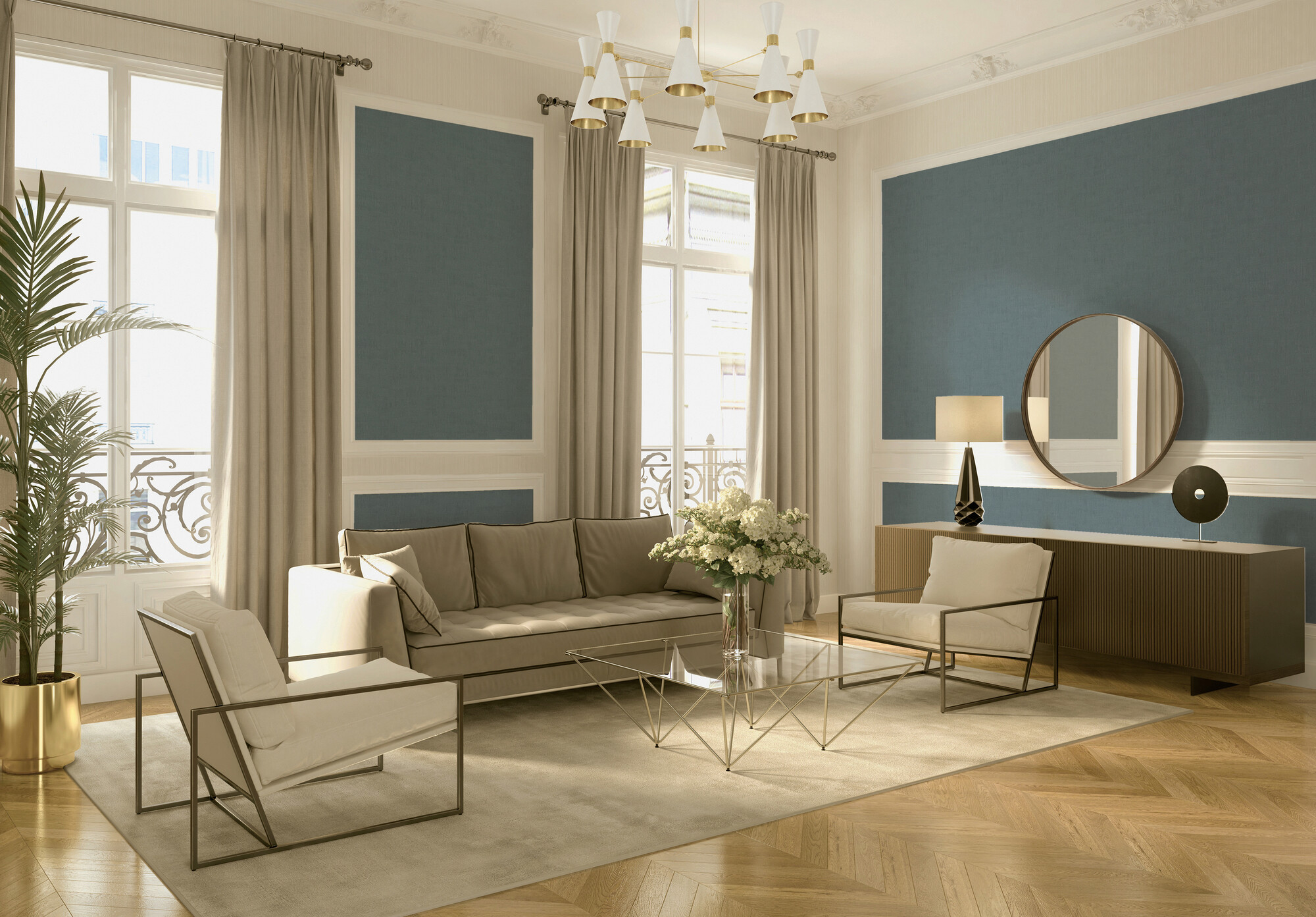 A.S.Creation Vliestapete grün blau B/H/D: ca. 53x1005x8,7 cm