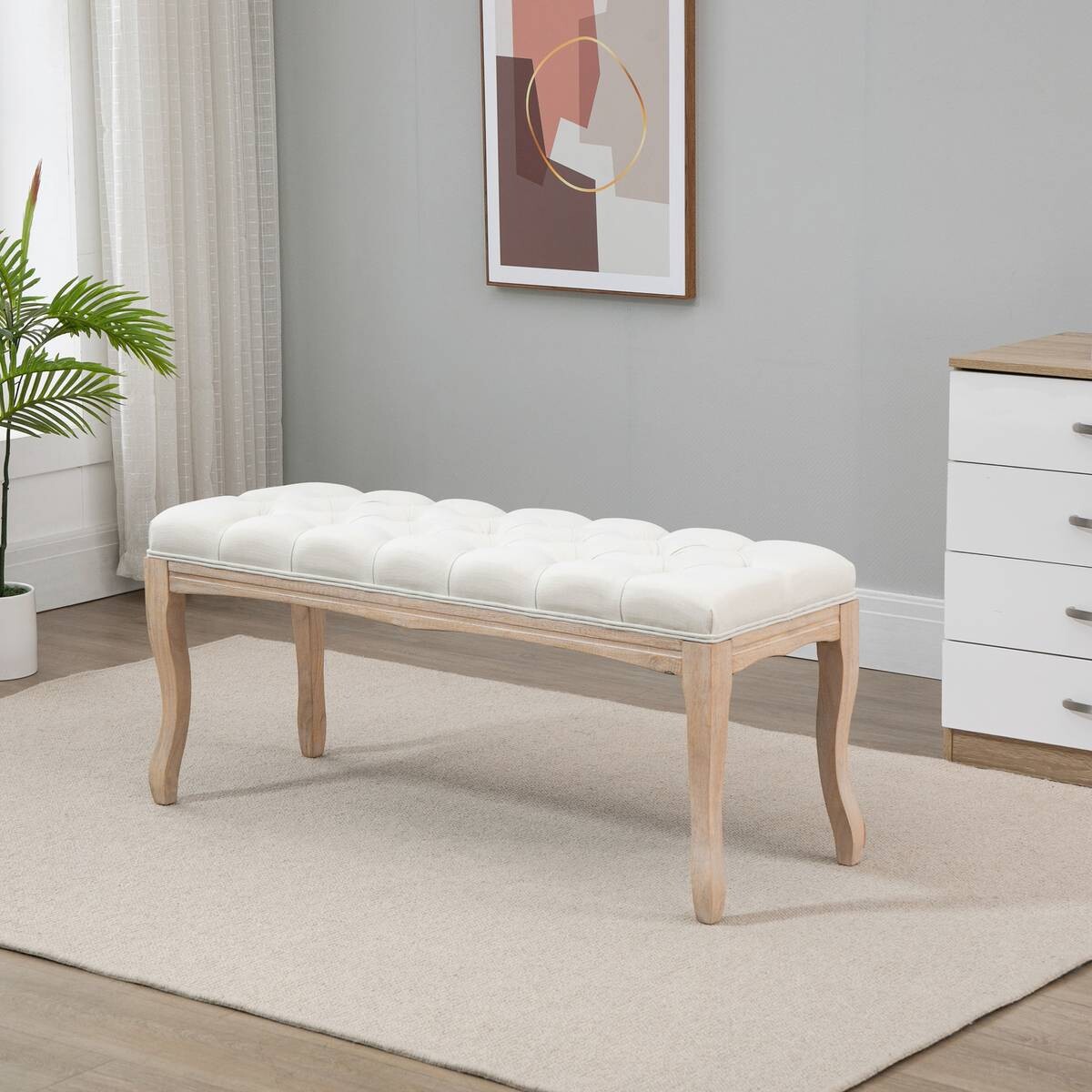 Polsterbank 837-178BG beige B/H/T: ca. 110x48x40 cm