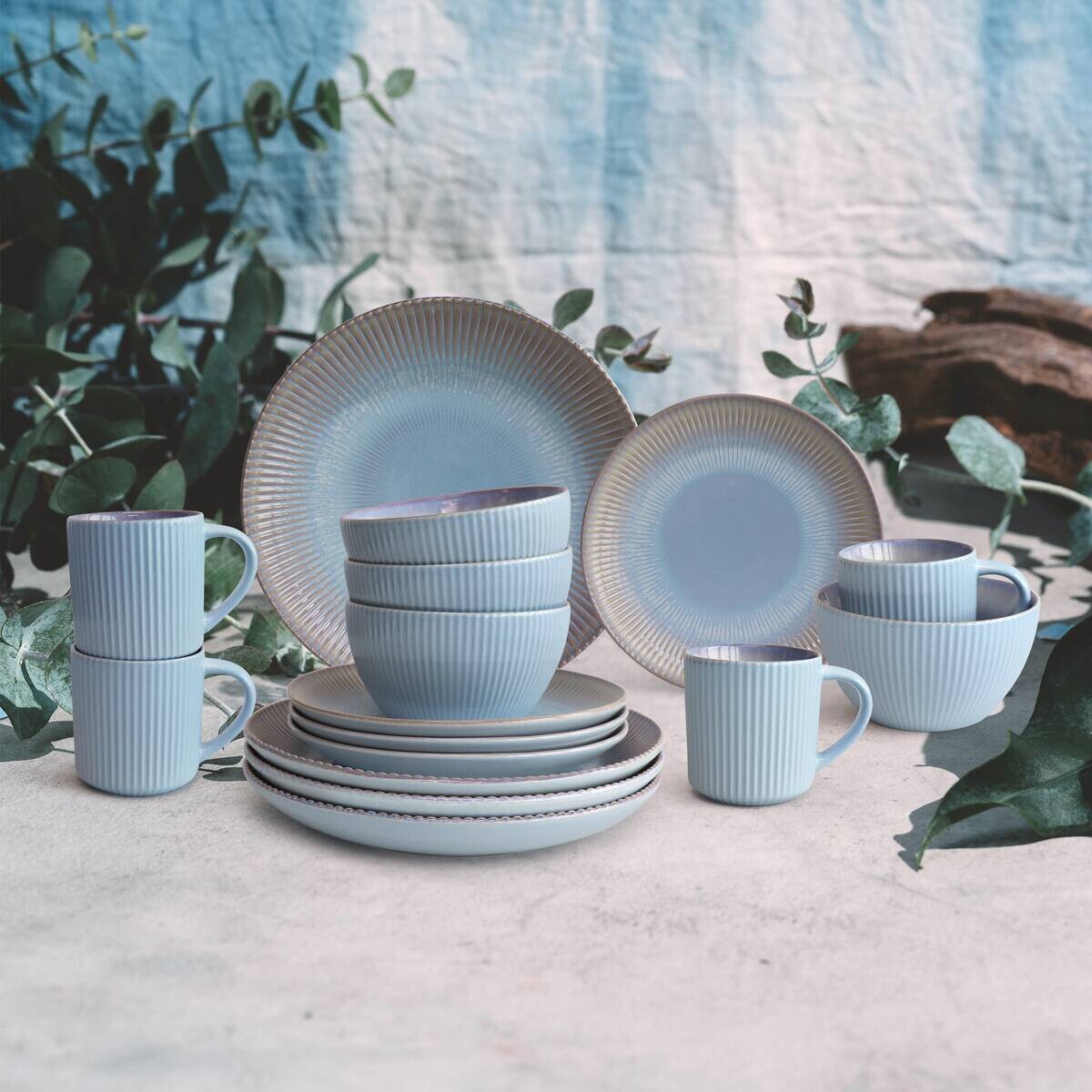 POCOline Kombiservice hellblau Steingut 16 tlg.