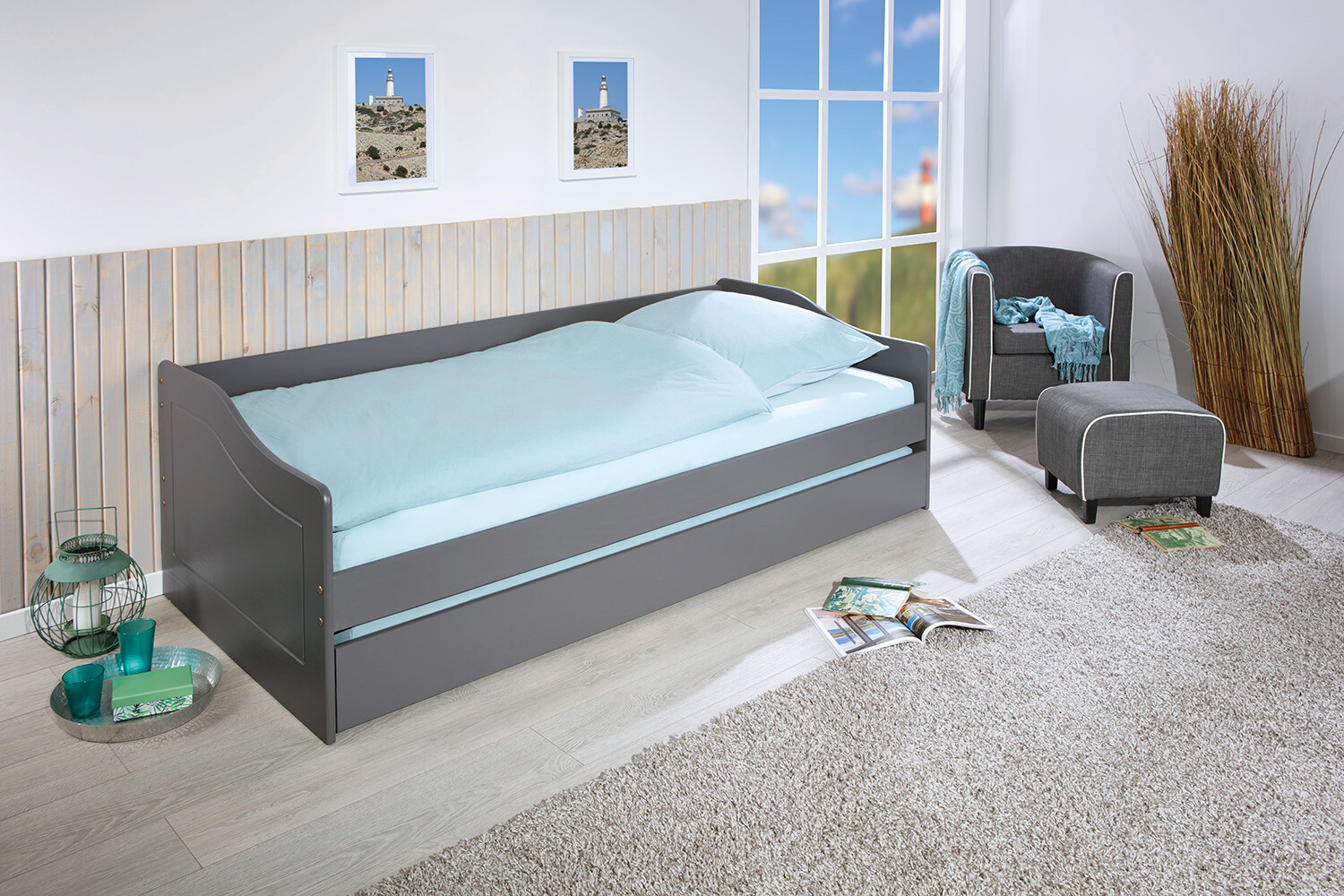 Funktionsbett Malte grau Liegefläche B/L: ca. 90x200 cm