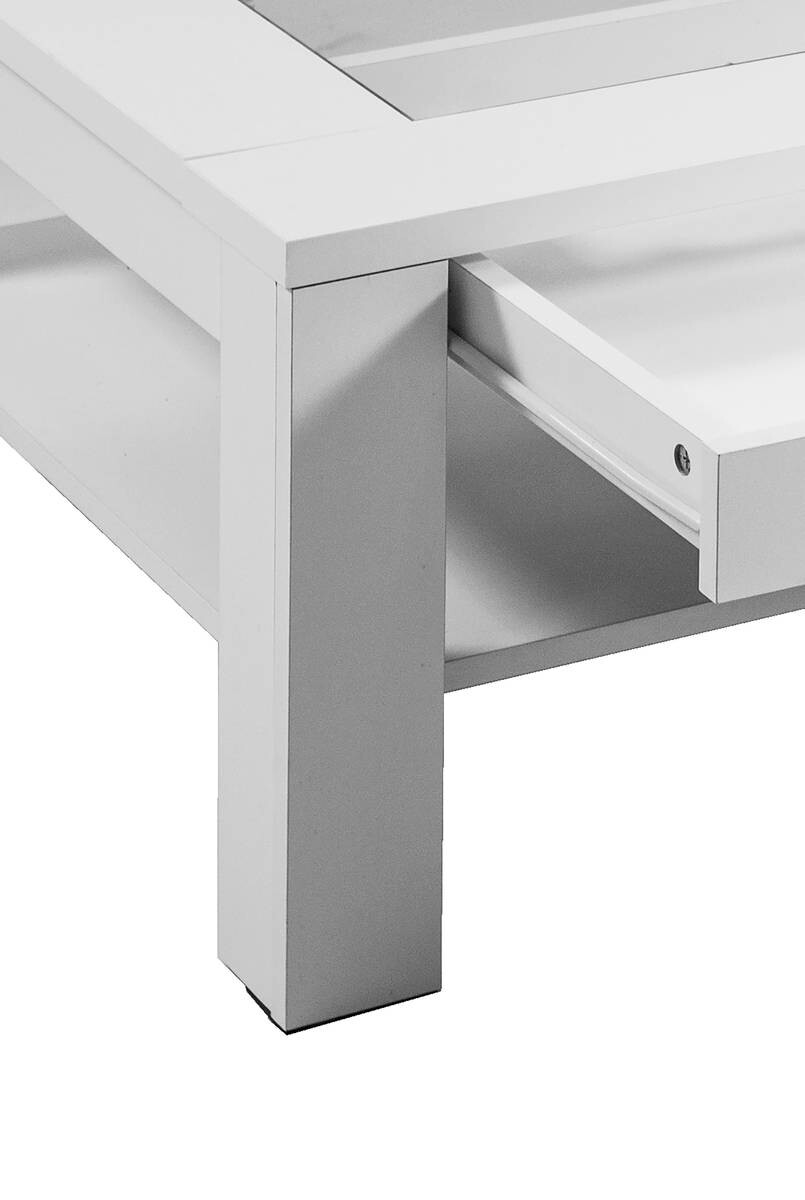 byLIVING Couchtisch RALPH weiß Holzwerkstoff Klarglas B/H/T: ca. 110x43x67 cm