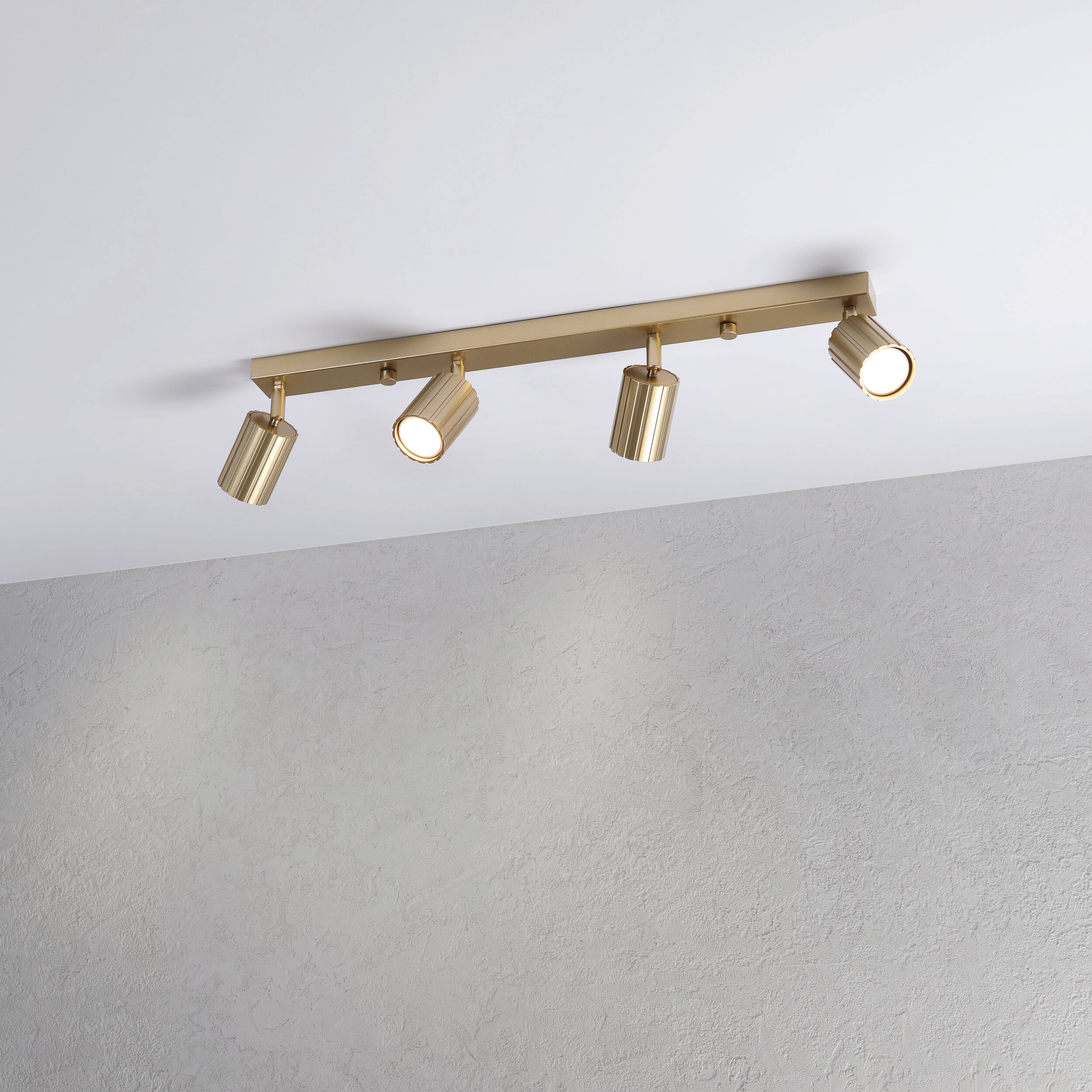 Lamkur Strahler Prisma gold Stahl B/H/L: ca. 6,5x16,5x81 cm 4 Brennstellen