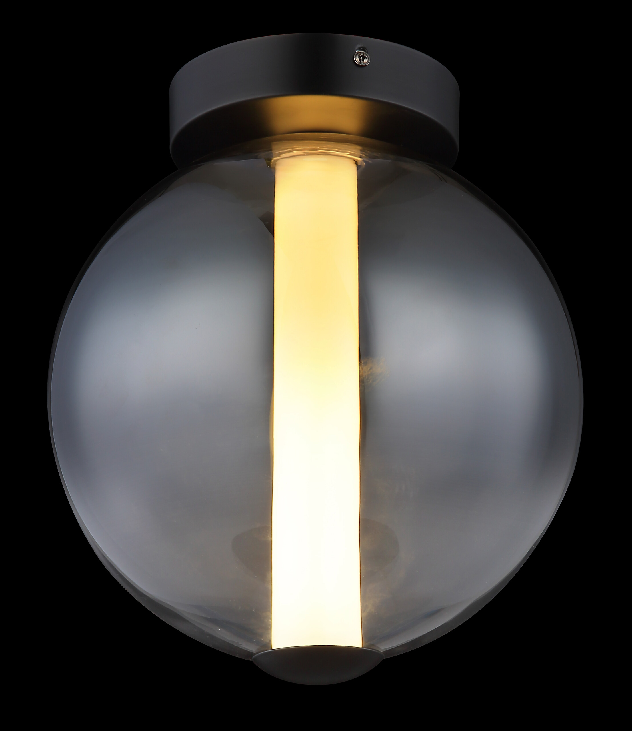 GLOBO Deckenleuchte mattschwarz Rauch Metall Glas H/D: ca. 28,5x25 cm 1 Brennstellen