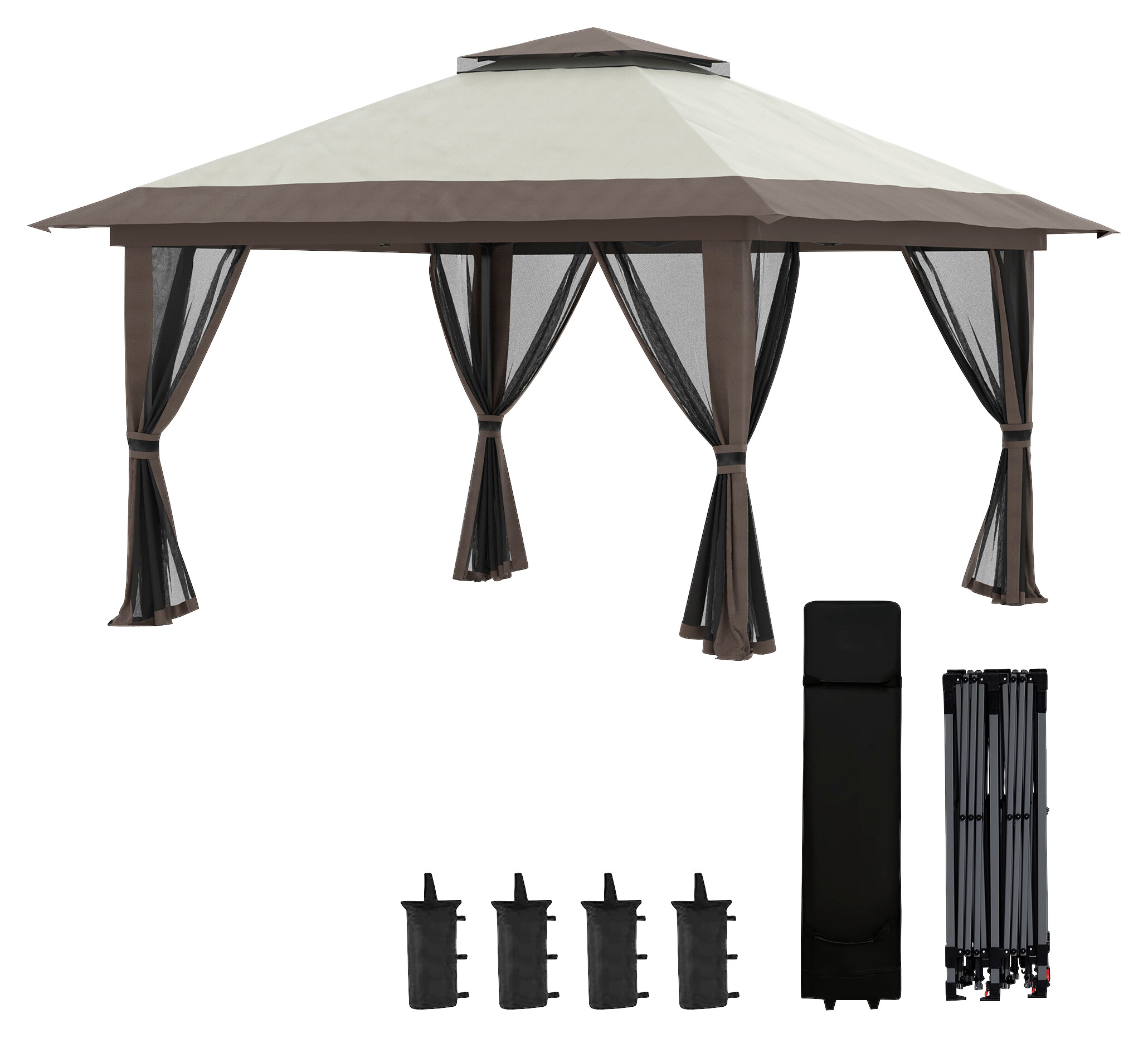 Outsunny Pavillon beige Polyester B/H/L: ca. 392x283x392 cm