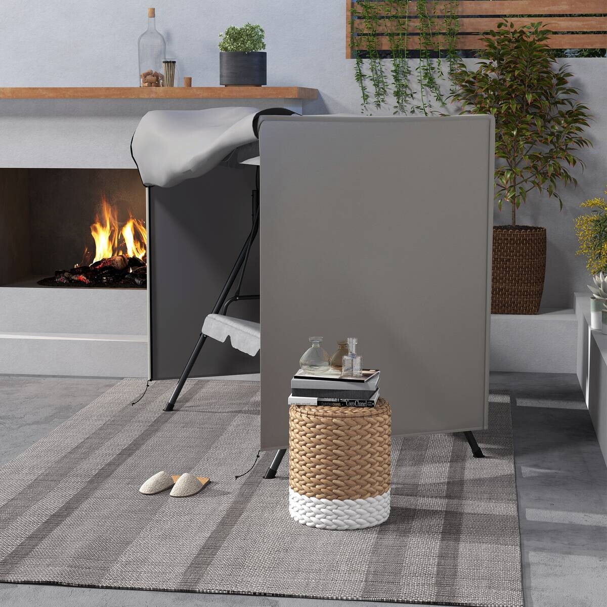 Outsunny Abdeckplane grau Polyester B/H/L: ca. 114x177x152 cm