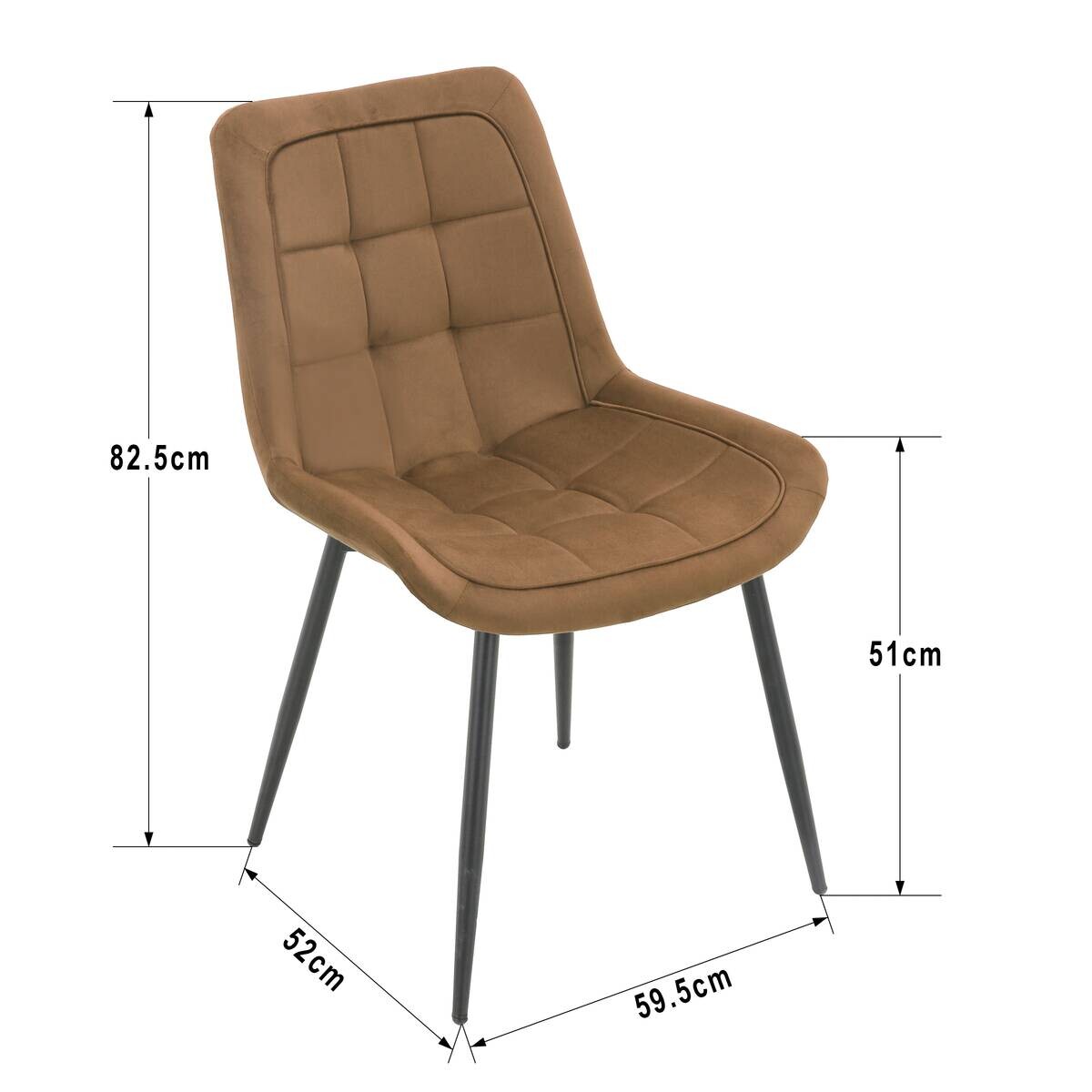 Stuhl KIRA braun Samtoptik B/H/T: ca. 59,5x82,5x49 cm