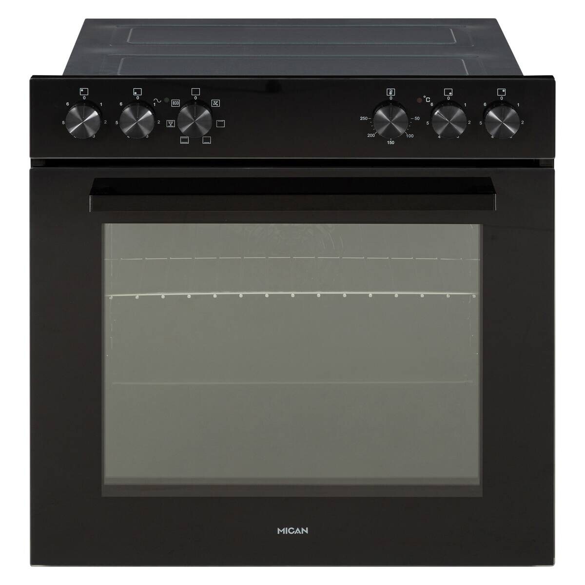 Mican Einbauherdset HSU73S schwarz Edelstahl B/H/T: ca. 59,5x59,5x57,5 cm