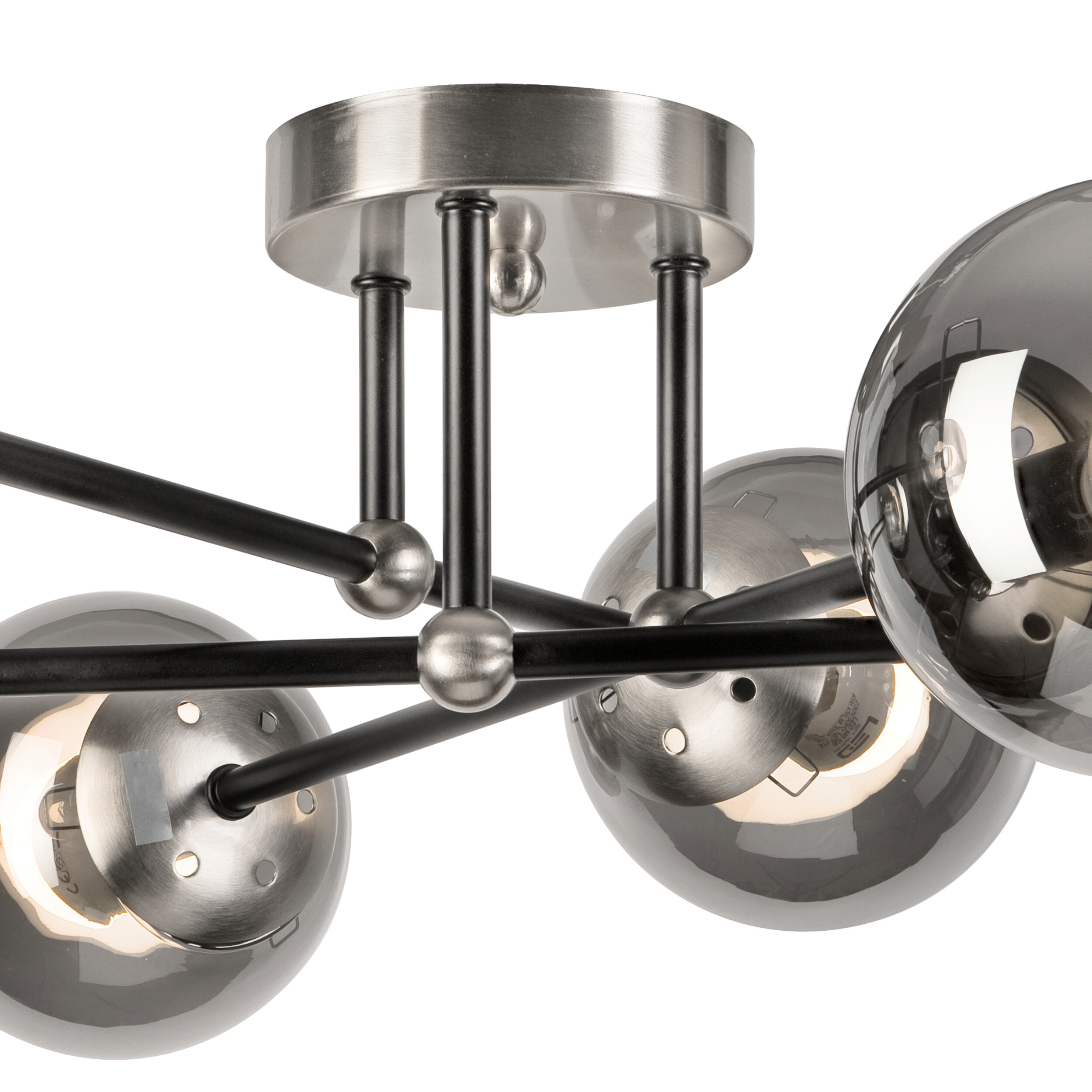 Lamkur Anbauleuchte Malena Chrom schwarz Glas Stahl B/H/L: ca. 64x20x64 cm E14 6 Brennstellen