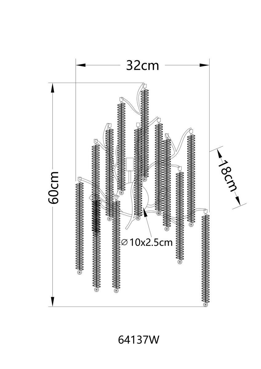 GLOBO Wandleuchte Chrom klar Metall Kunststoff B/H/L: ca. 40x25x40 cm