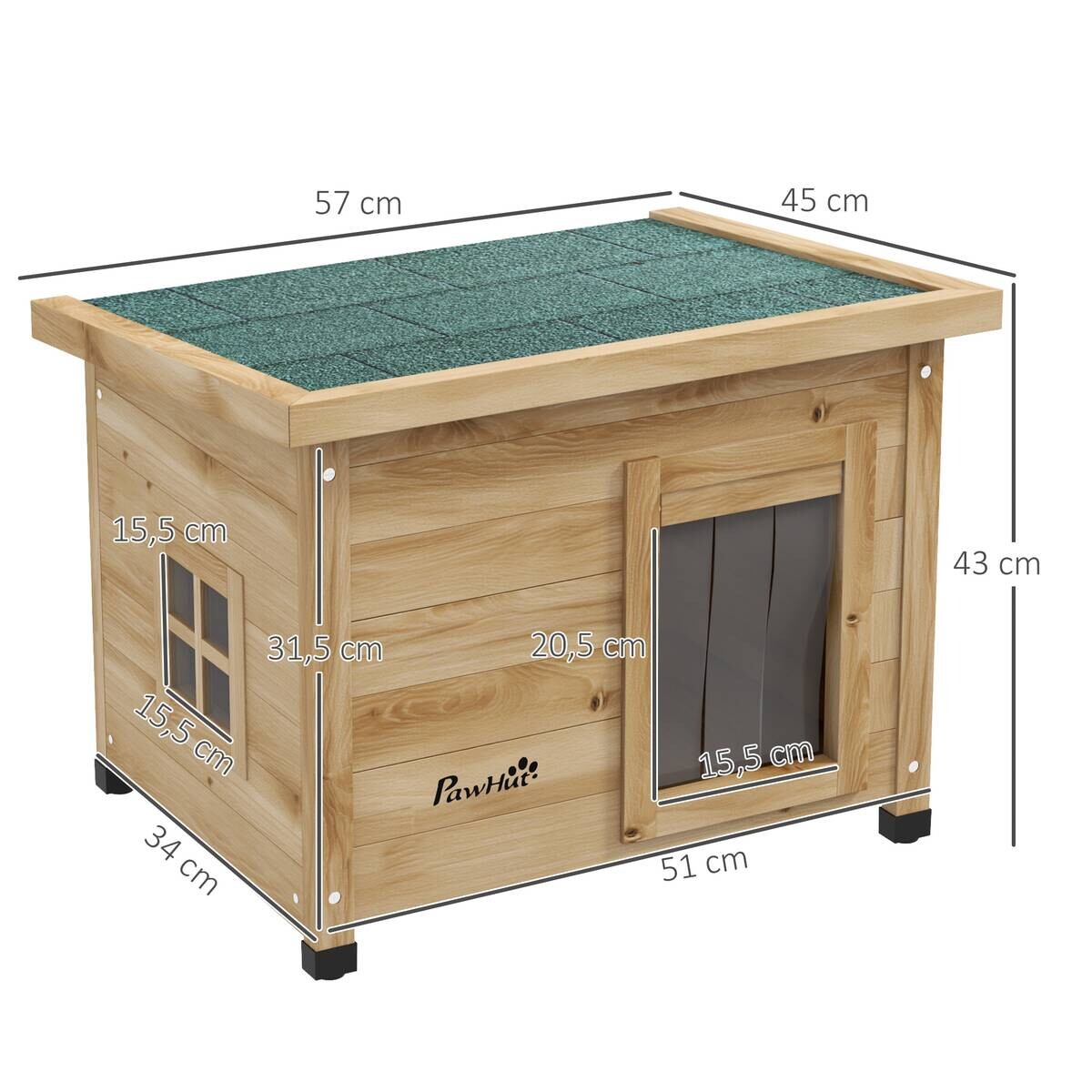 PawHut Katzenhaus gelb Holz B/H/L: ca. 45x43x57 cm