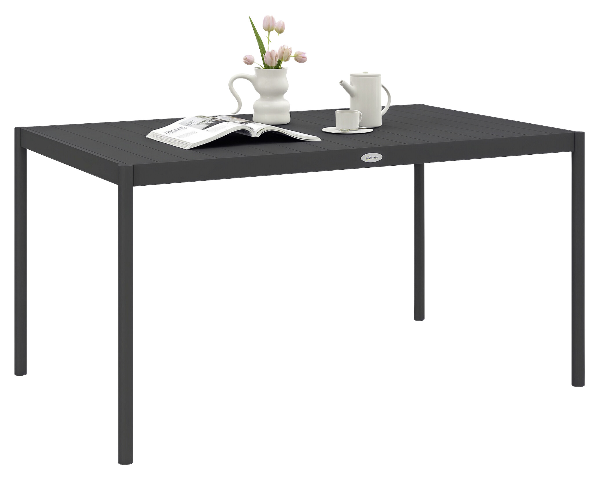 Outsunny Gartentisch dunkelgrau Aluminium B/H/L: ca. 90x74x145 cm