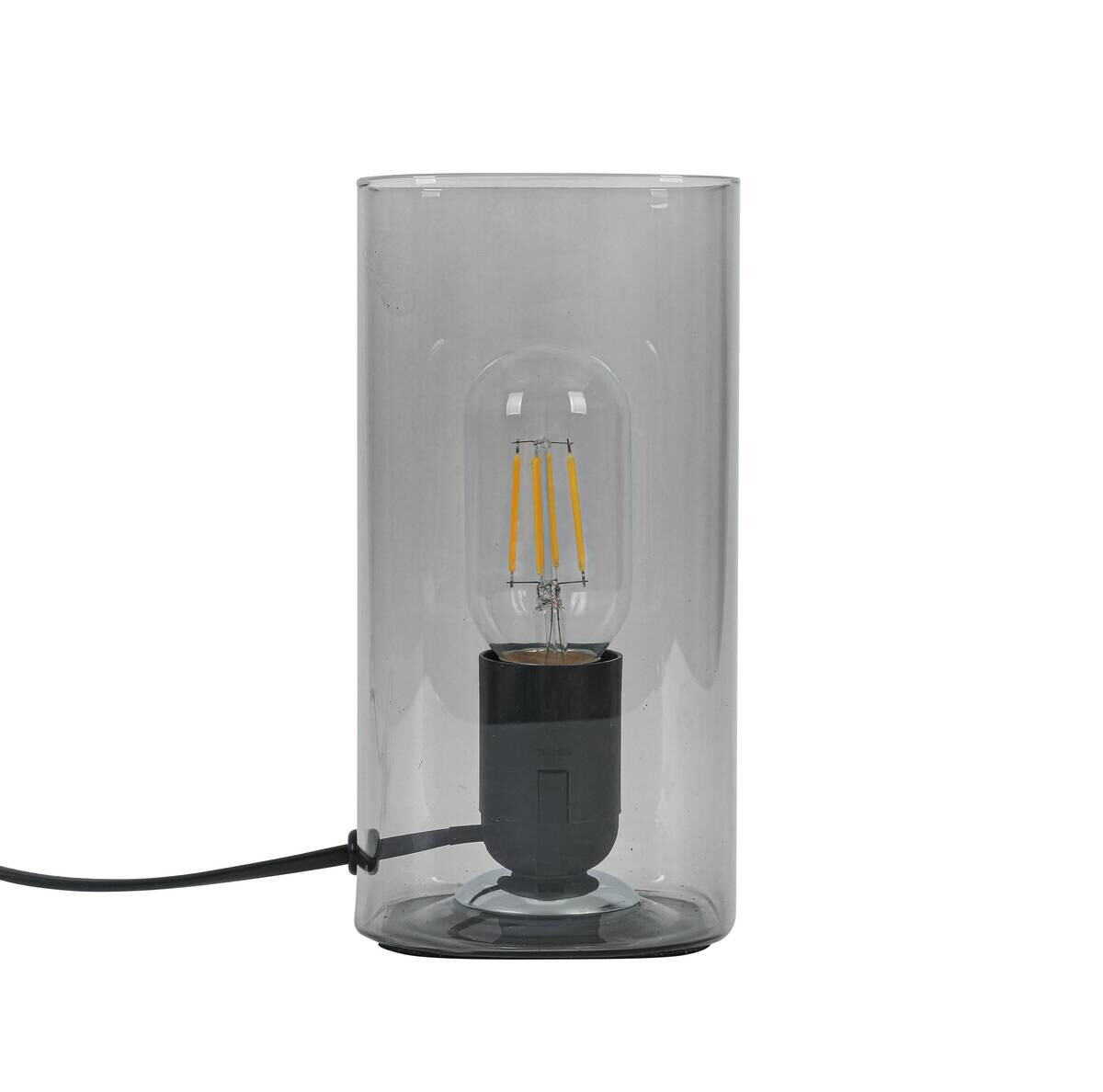 Nolo Tischleuchte Paige Rauch Glas B/H/L: ca. 9,5x20x9,5 cm E27 1 Brennstellen