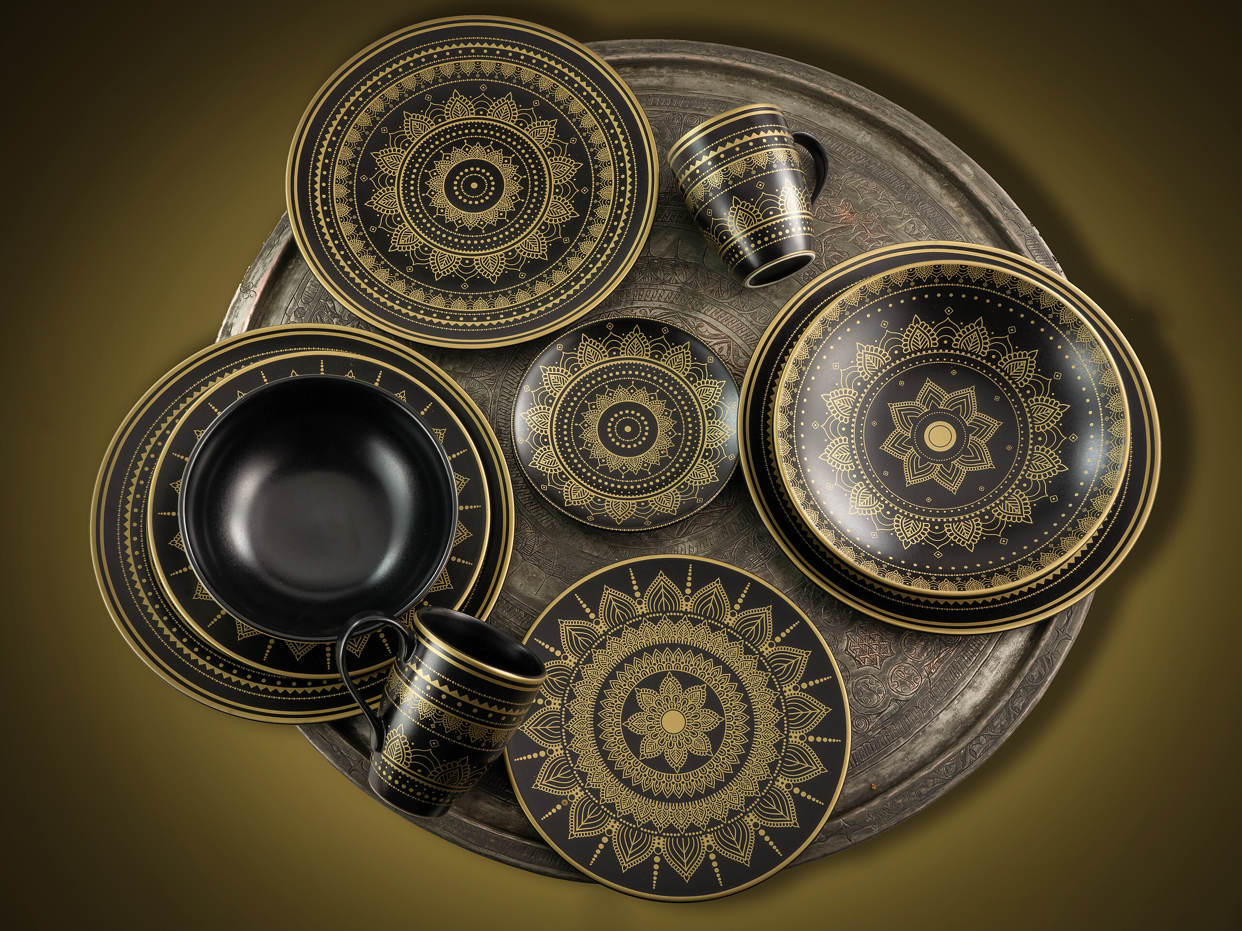 CreaTable Kombiservice Mandala schwarz Keramik