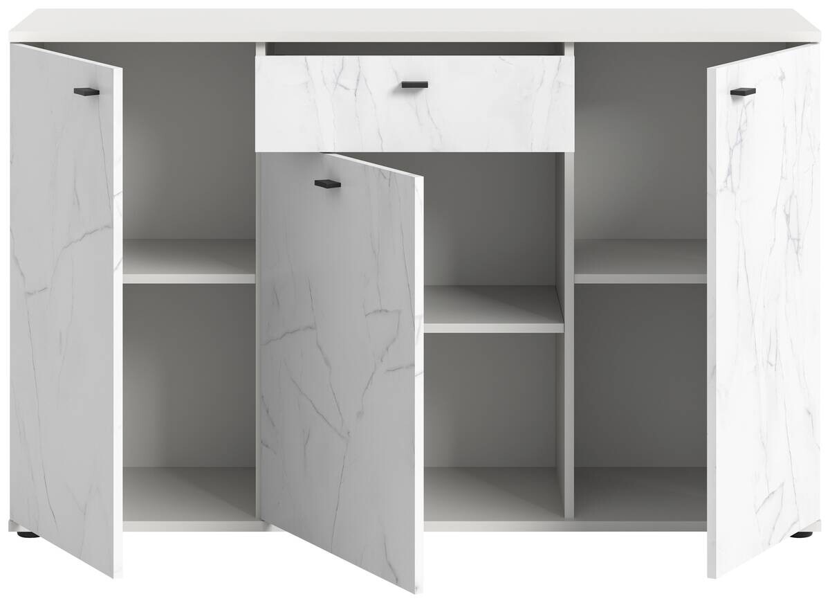 Sideboard Stone weiß Marmoroptik B/H/T: ca. 139x88x41 cm