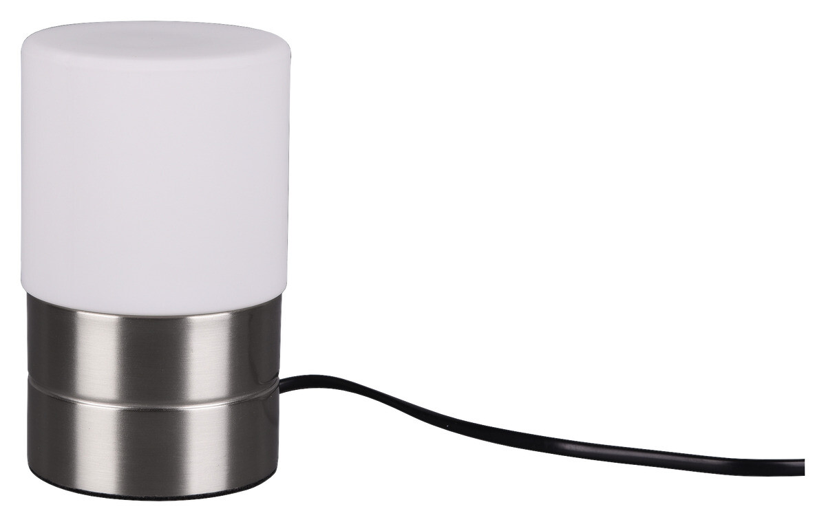 Reality Touch-Tischleuchte Panama nickel matt weiß Metall Glas H/D: ca. 15x9 cm E14 1 Brennstellen