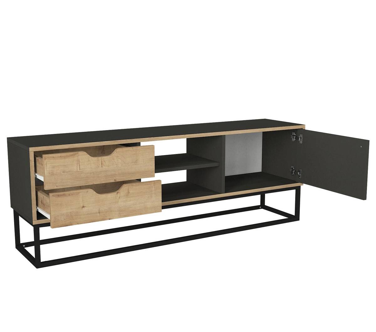 TV-Lowboard Dolores anthrazit Safir Nachbildung B/H/T: ca. 150x53,2x35 cm